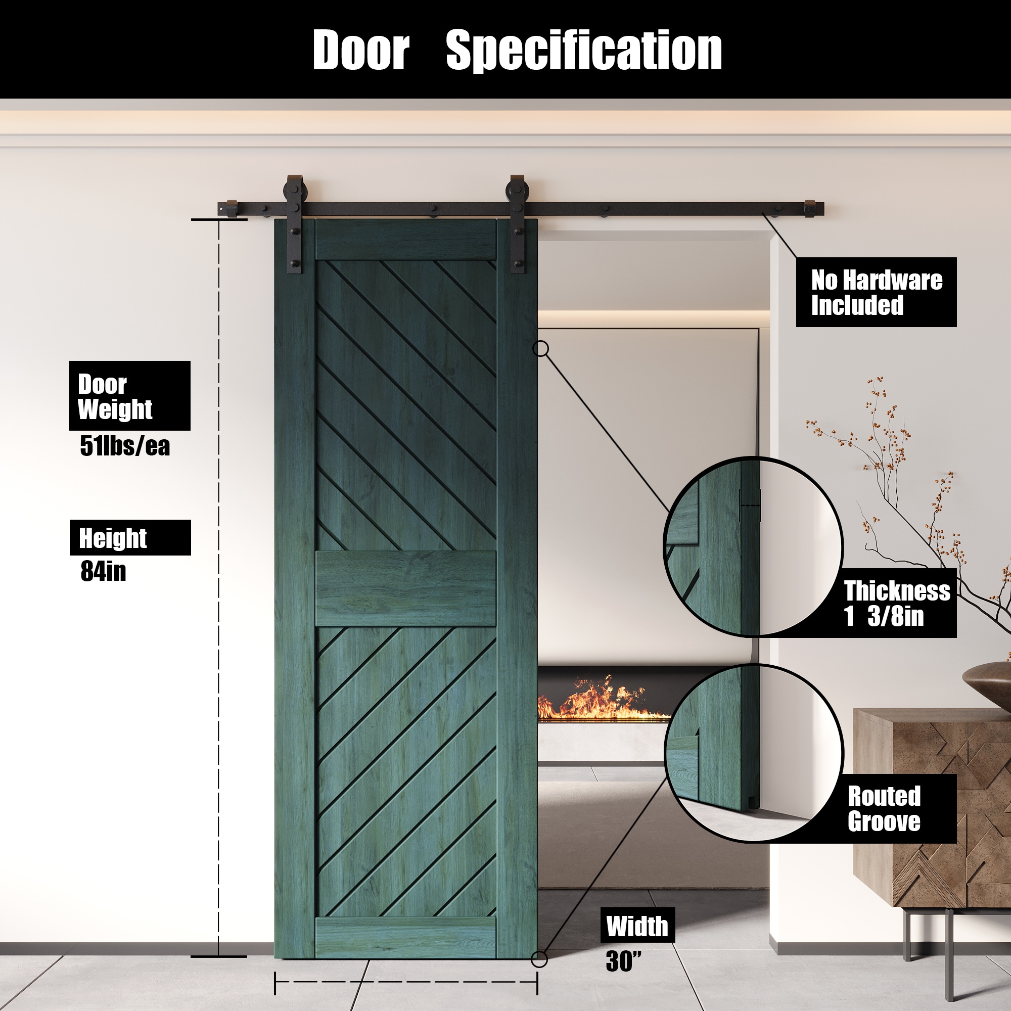 HOMACER XT4-3084-RP Barn-Doors - View #2