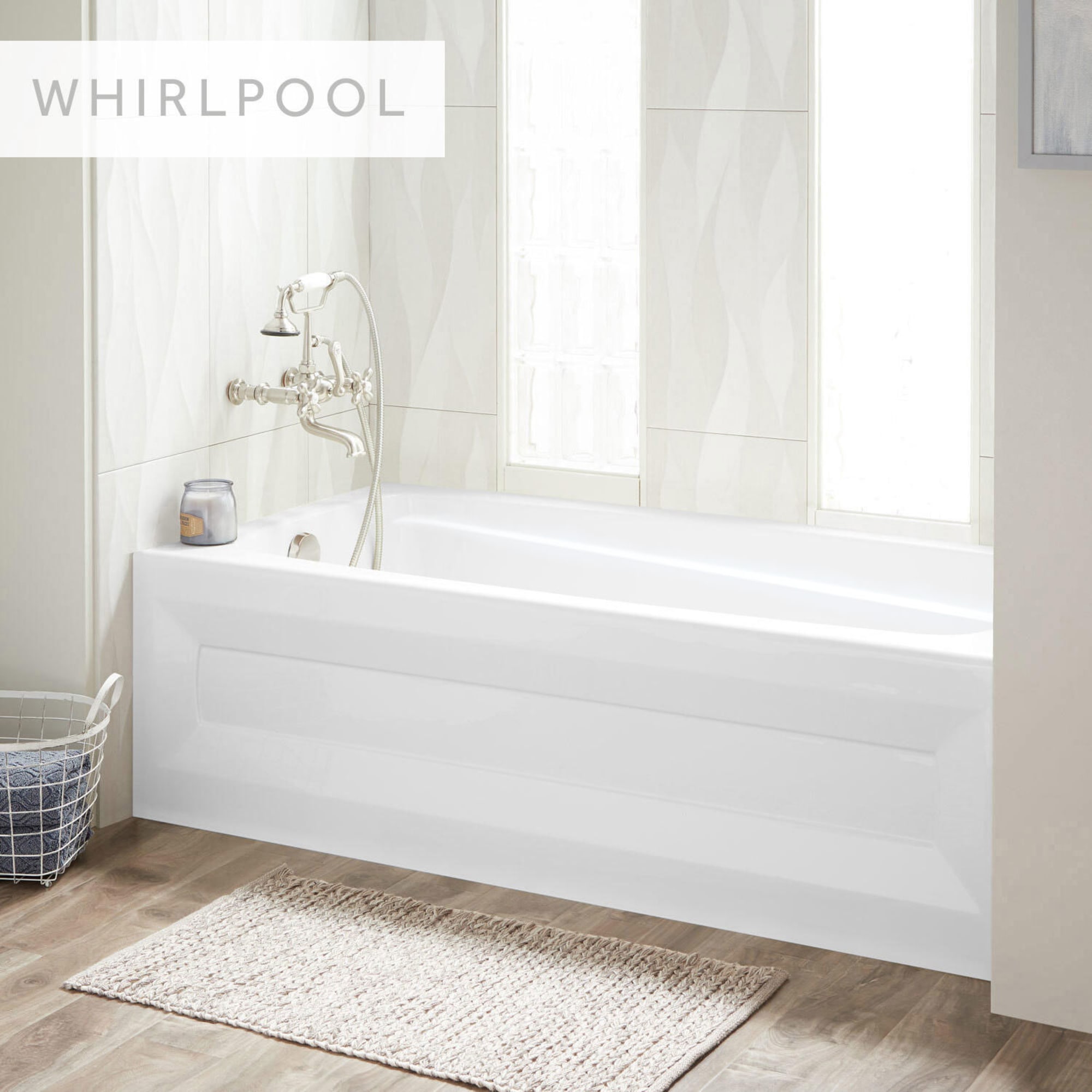 Signature Hardware 446982 Bradenton 32-in x 60-in White Acrylic Rectangular Alcove Soaking bathtub with Drain ( Left Drain )