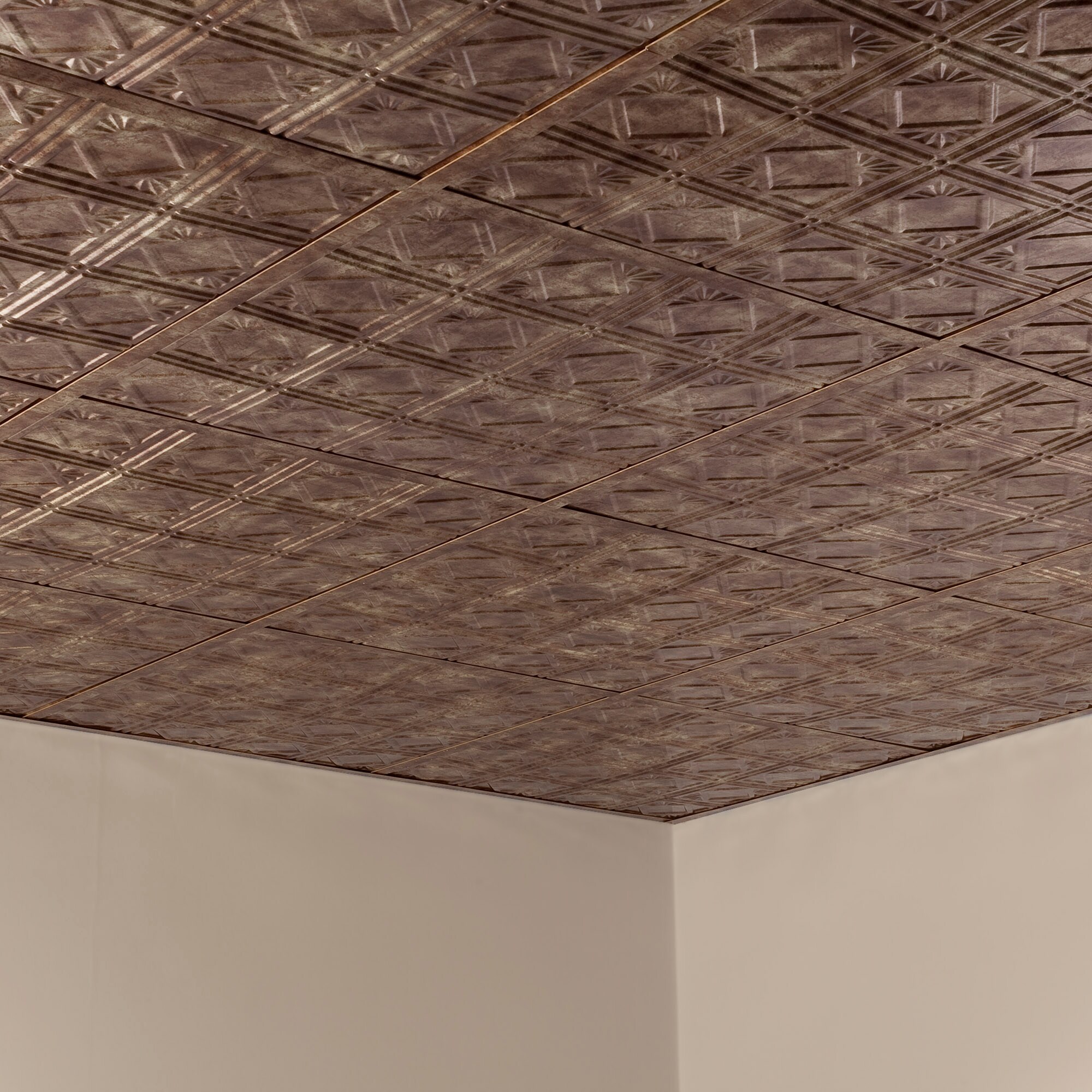 Fasade 2-ft x 2-ft Traditional 4 Bermuda Bronze PVC Drop Ceiling Tile ...