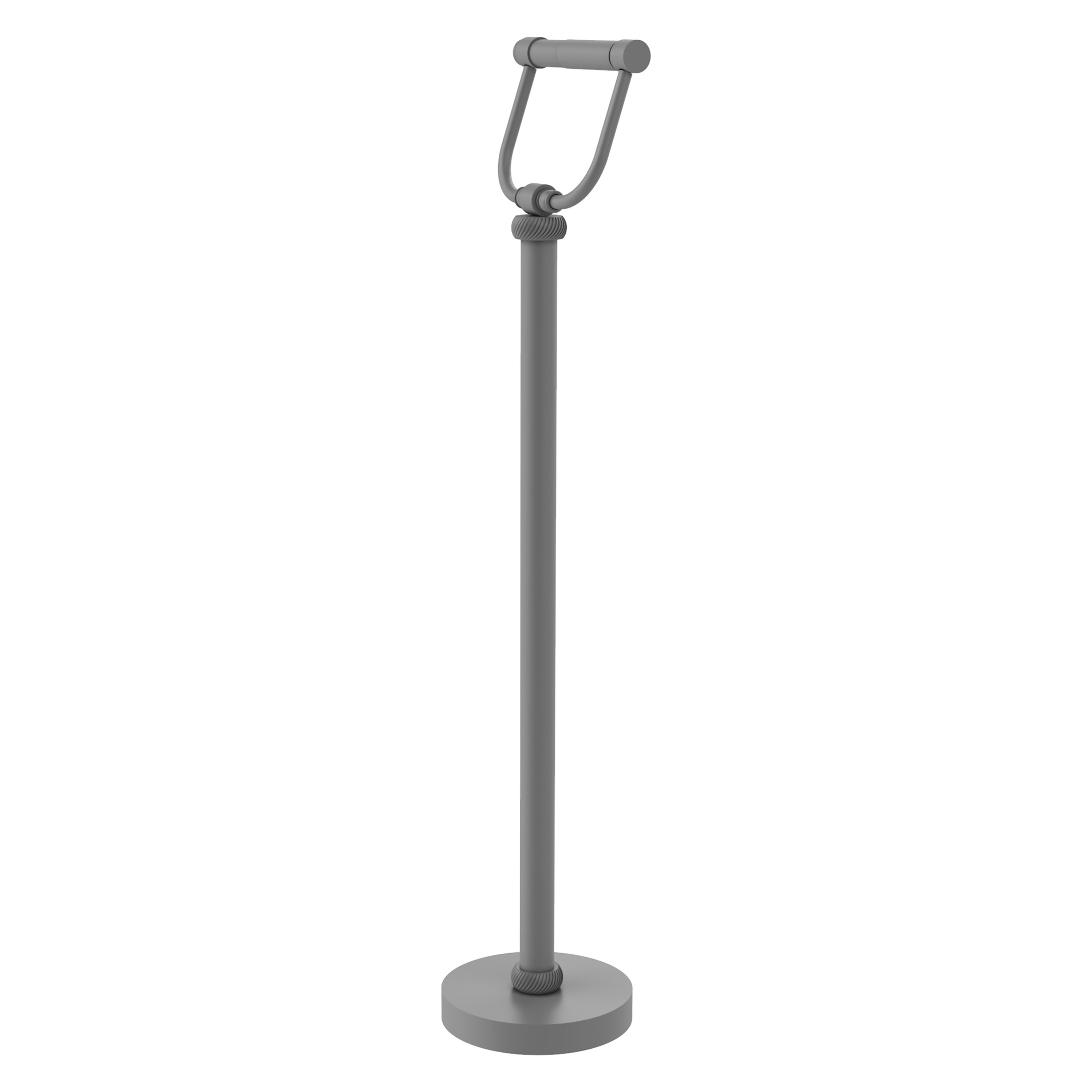 Allied Brass TS-25T-GYM Matte Gray Freestanding Double post Toilet Paper Holder 1 -Rolls with Storage