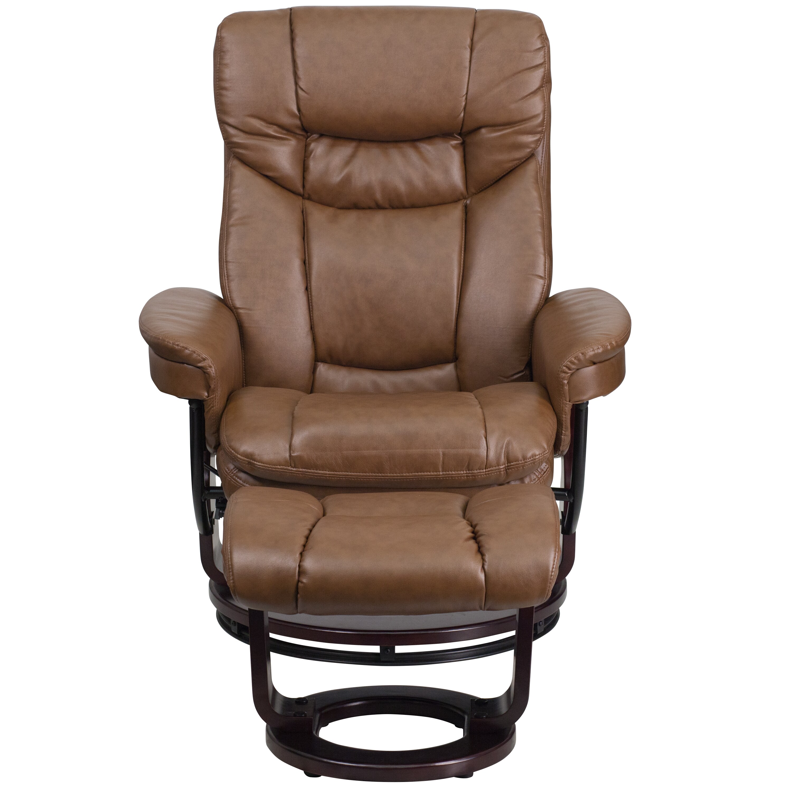 Flash Furniture Palomino Faux Leather Upholstered Swivel Recliner with  Ottoman Set