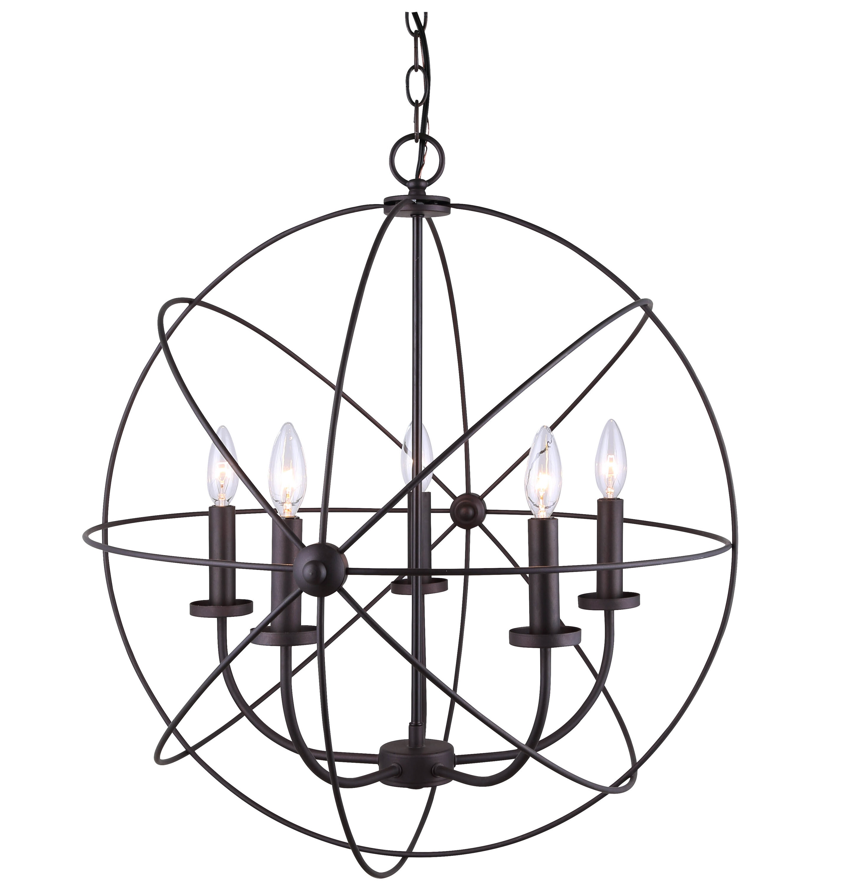 Canarm Ltd. ICH282B05ORB25 Sumnerside 5-Light Orb Modern/Contemporary Dry rated Chandelier