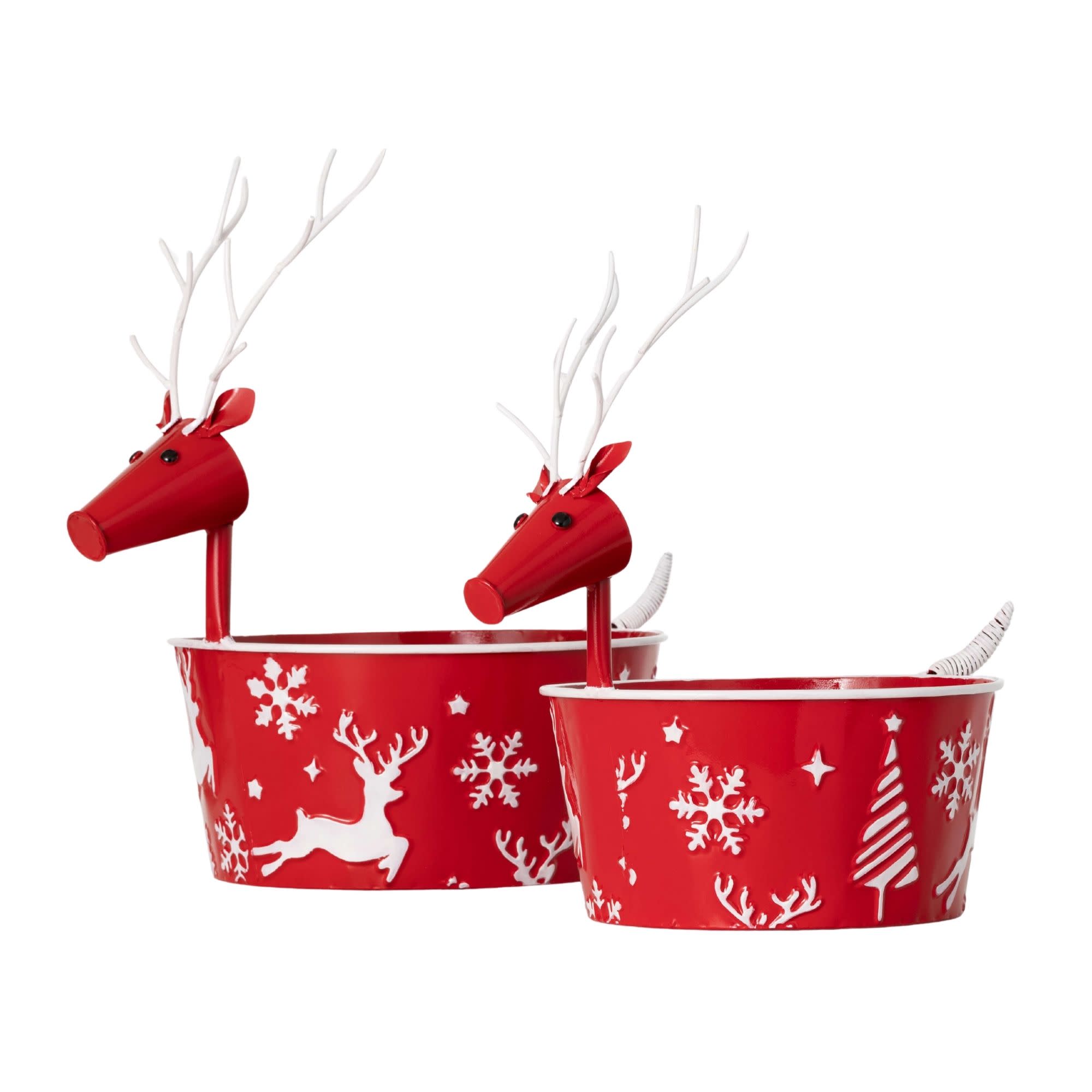 Sullivans MET2362 2 -Pack Round 18.0-in W x 18-in H x 18-in D Red Metal Indoor Planter