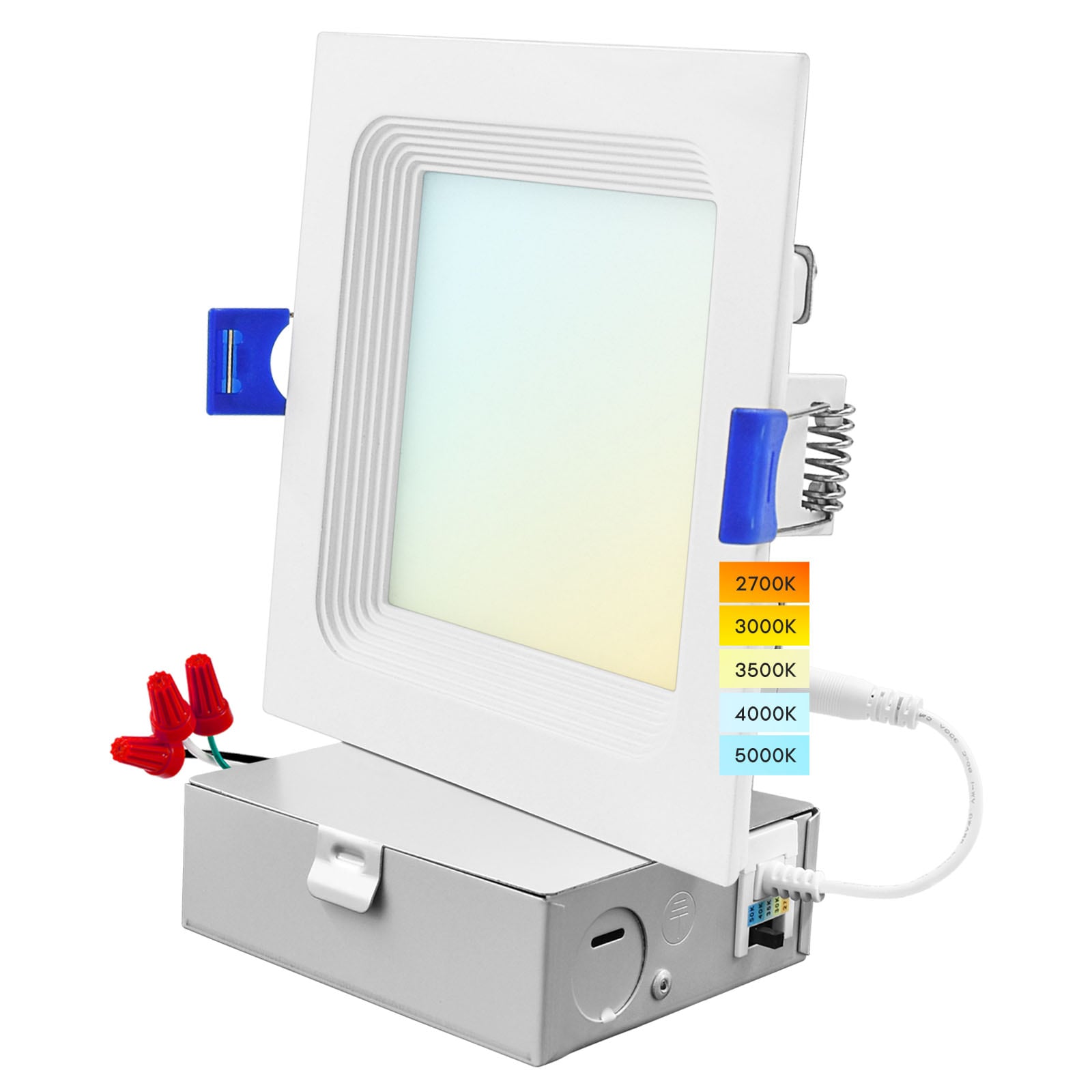 Luxrite LR23739-1PK White 4-in 950 -Lumens Switchable white Square Dimmable LED Canless Wet rated Recessed Downlight
