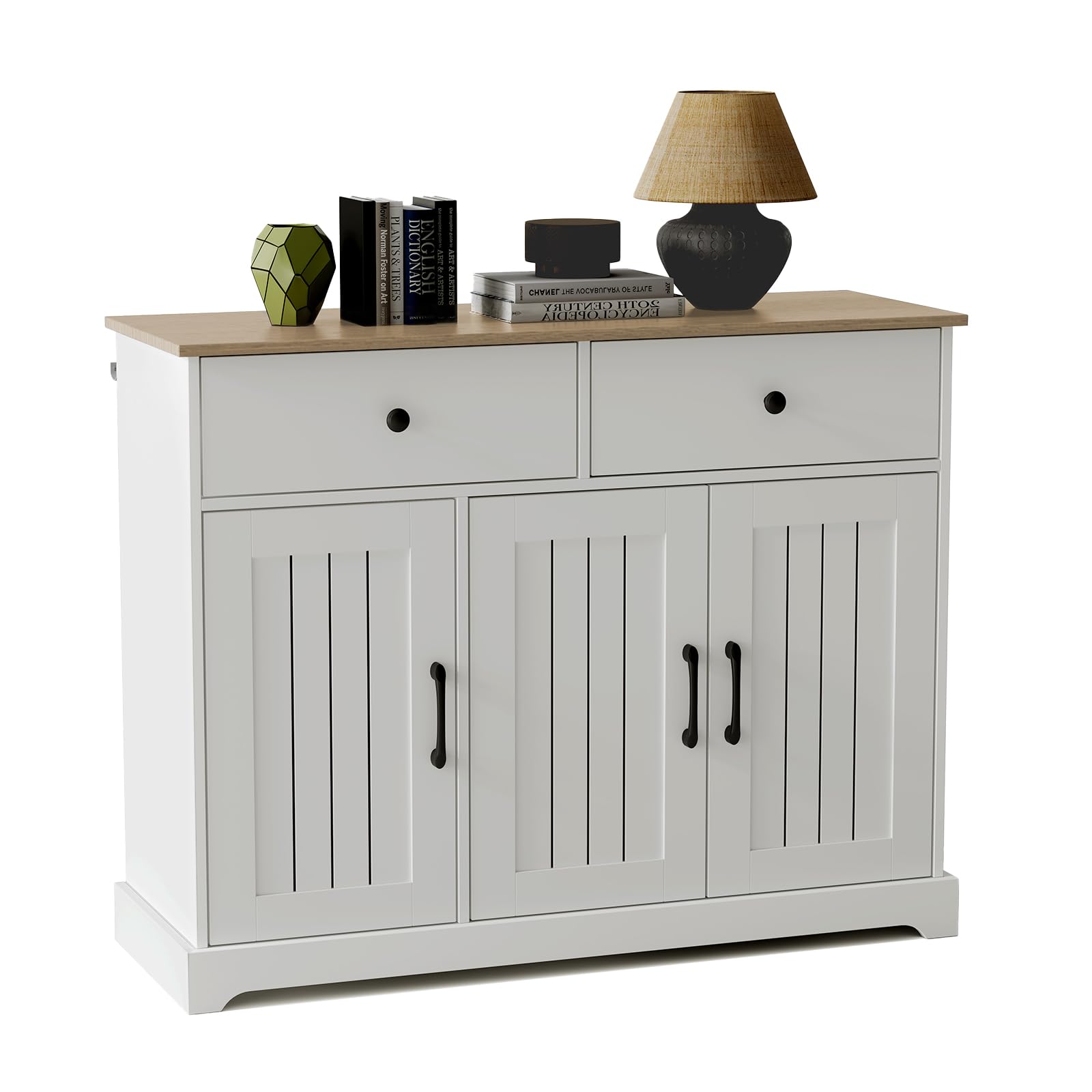 GarveeLife 42.5-in Sideboard Buffet Cabinet with Adjustable Shelf Drawers and Barn Doors