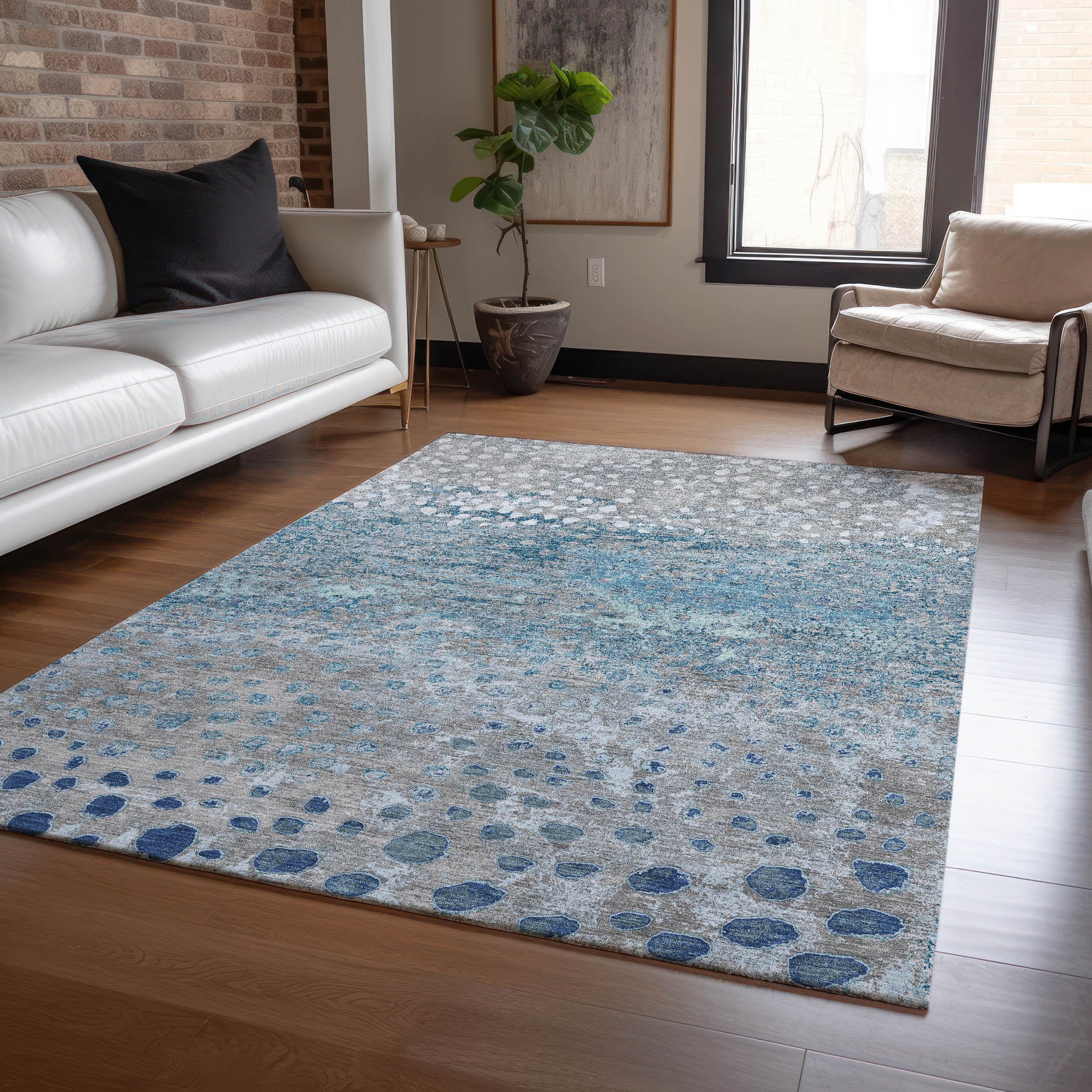 Addison Rugs ACN1368GY30X46 Chantille ACN1368GY 2 x 3 (ft) Polyester Gray Rectangular Indoor/Outdoor Geometric Machine washable Area rug