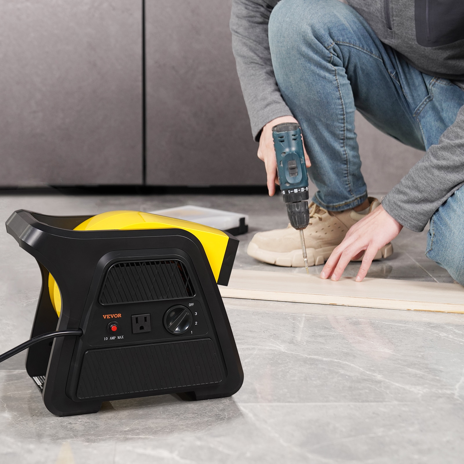 Vevor 12.8'' Yellow and Black Pivoting Utility Fan
