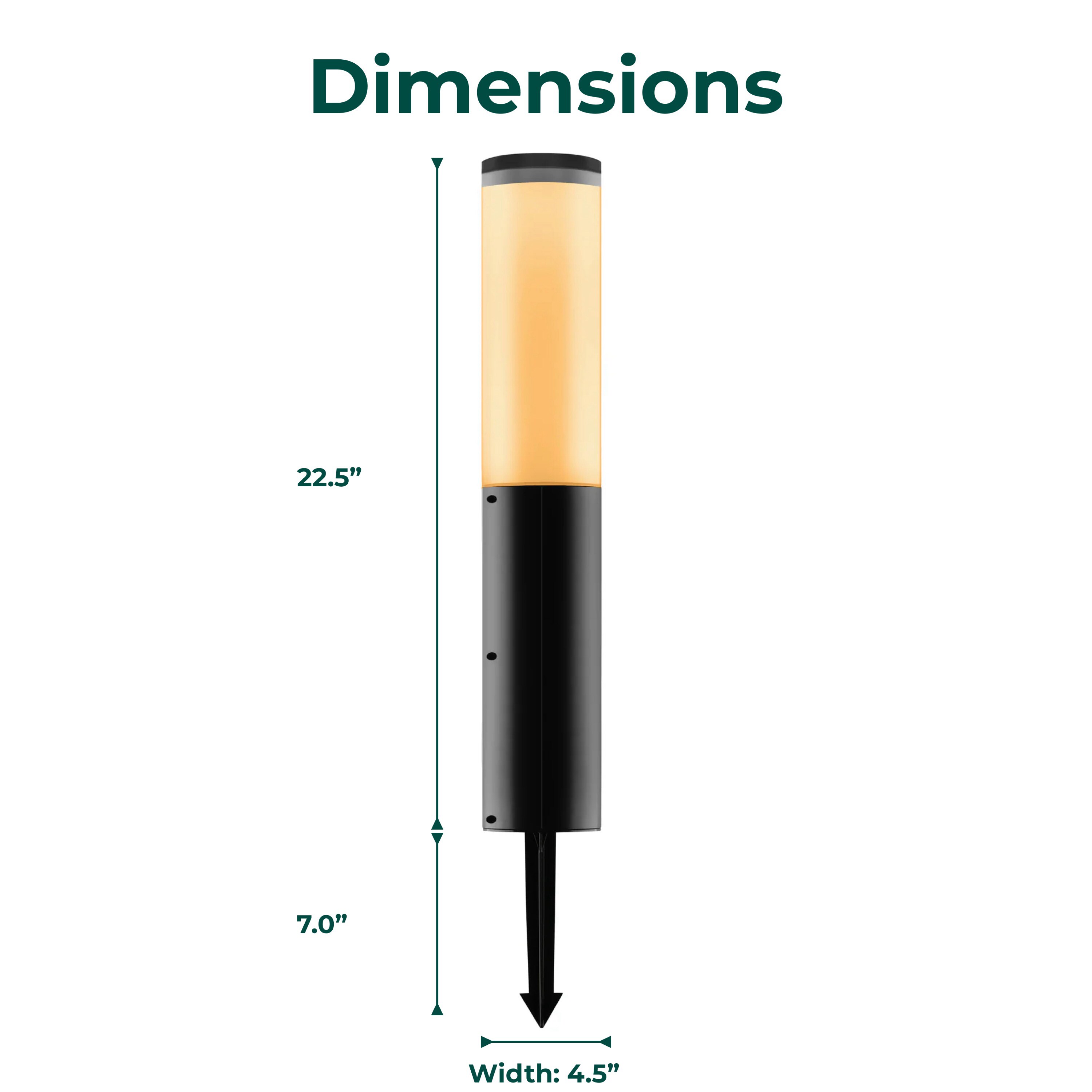 Black Solar LED Pathway Light with Dusk to Dawn Sensor