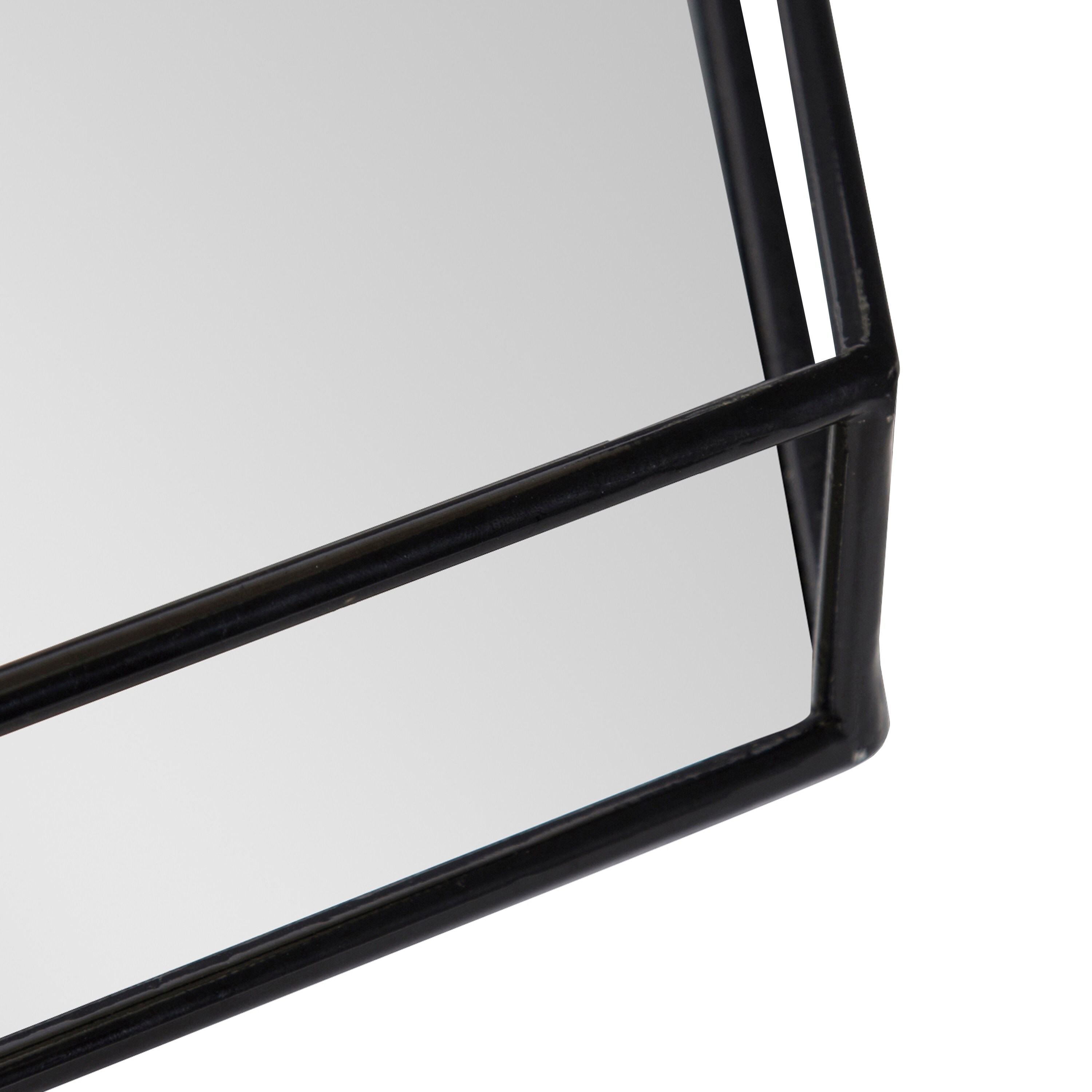 Black Hexagonal Metal and Mirrored Glass Decorative Trays, Set of 2