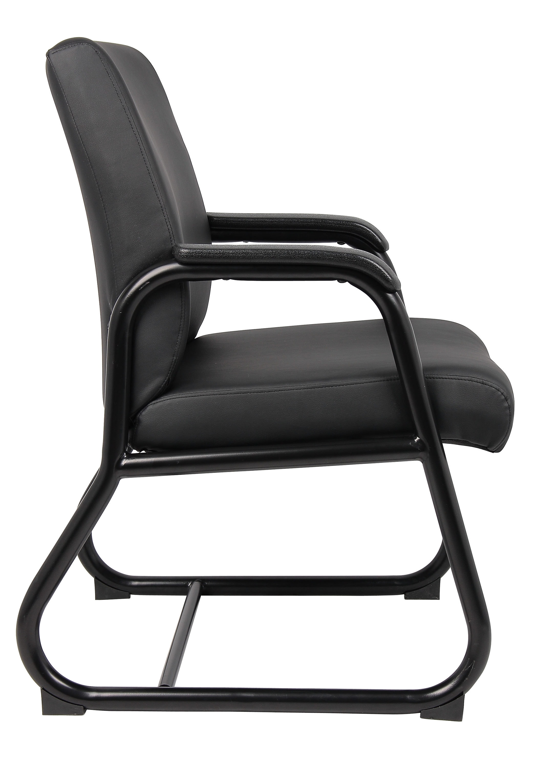 Sleek Minimalist Heavy Duty Guest Chair in Black Caressoft