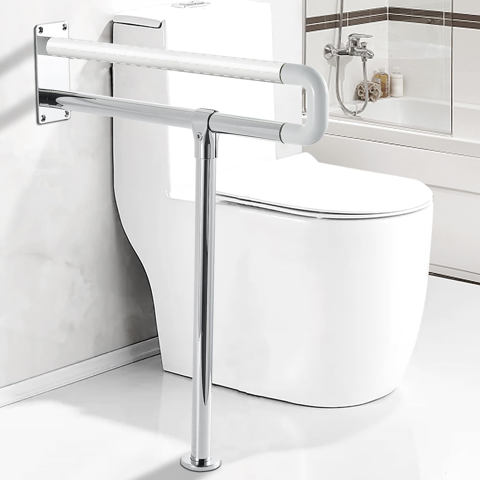 AOIZGMY  Toilet Grab Bar 24 Inch Anti Slip Wall to Floor Safety Rail for Elderly Seniors Handicap Support Bathroom Shower Handrail Piece