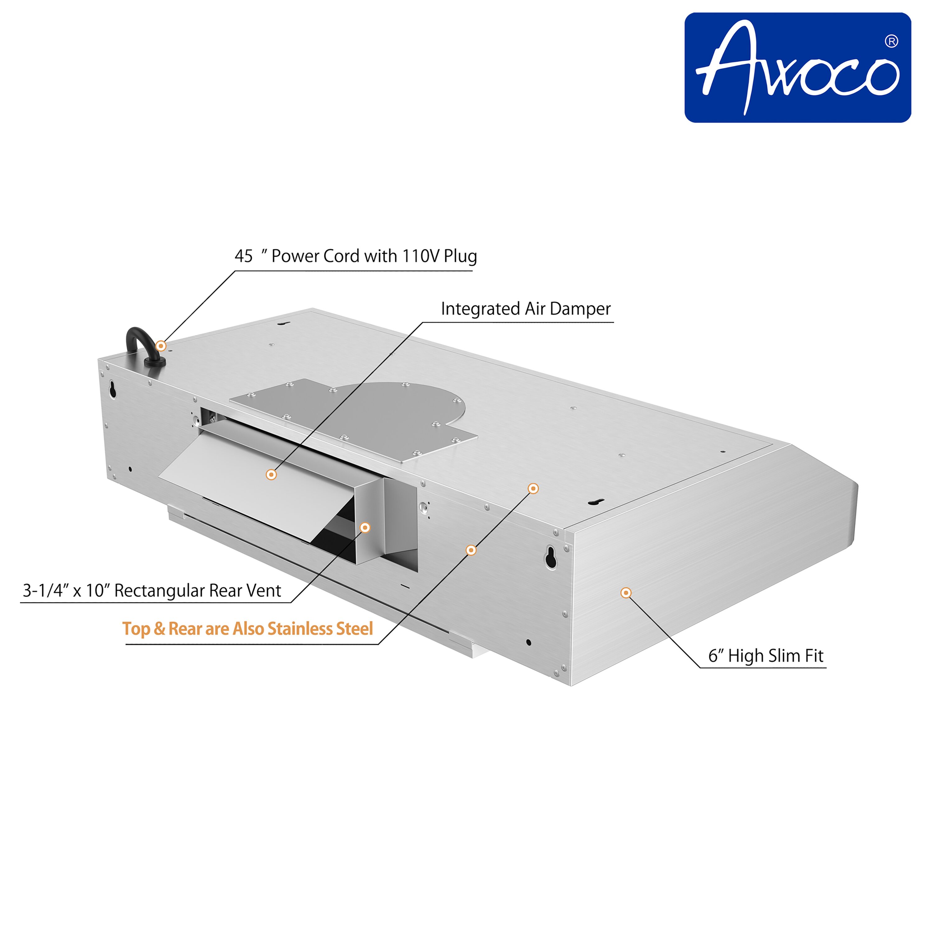 Awoco RH-R06-36 Undercabinet-Range-Hoods - View #4