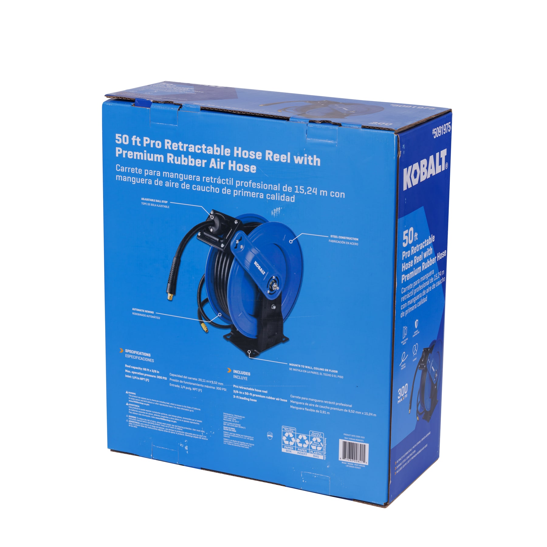 KOBALT SGY-AIR266 Pro Retractable Hose Reel with Premium Rubber