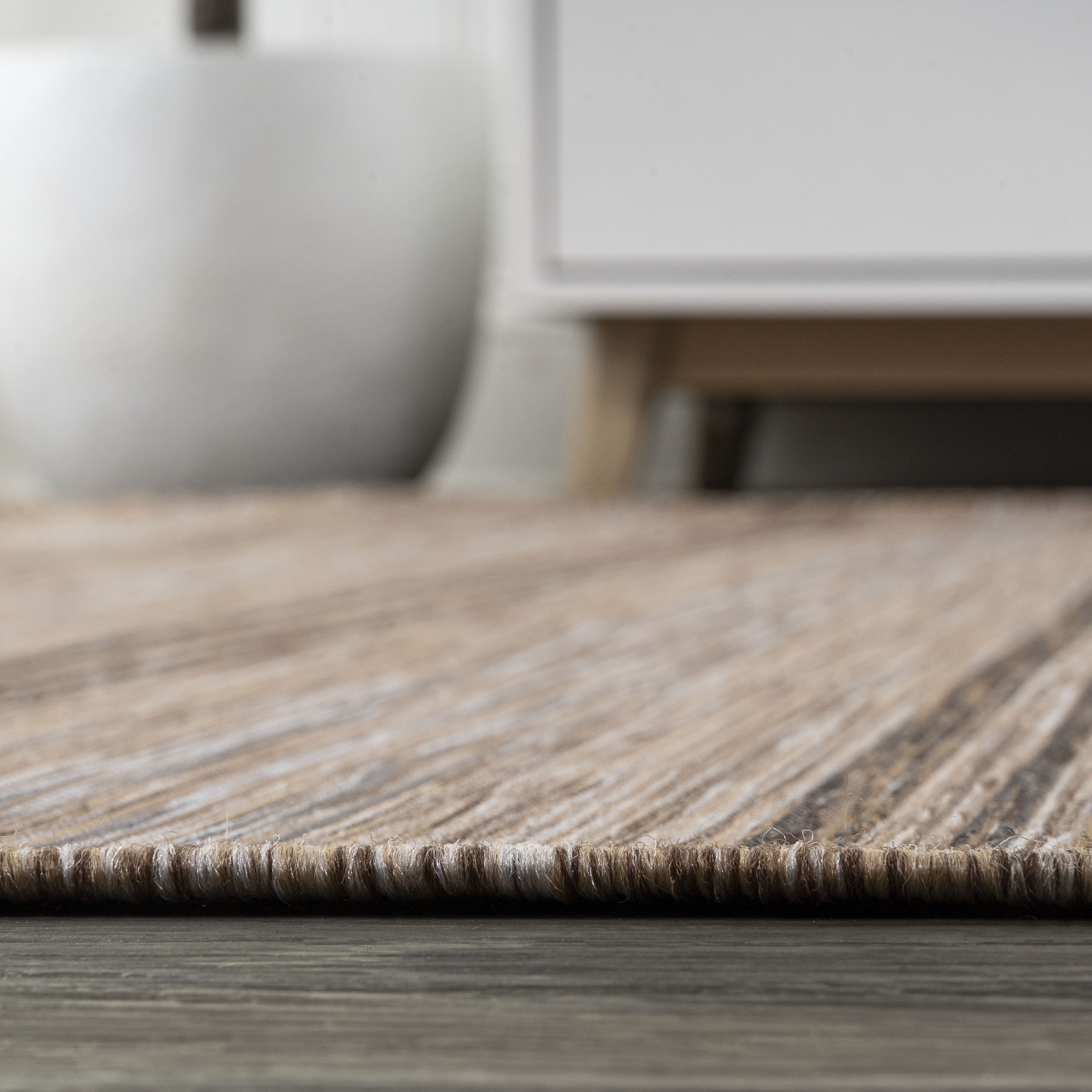 Multicolor Stripe Synthetic 4' x 6' Easy-Care Area Rug