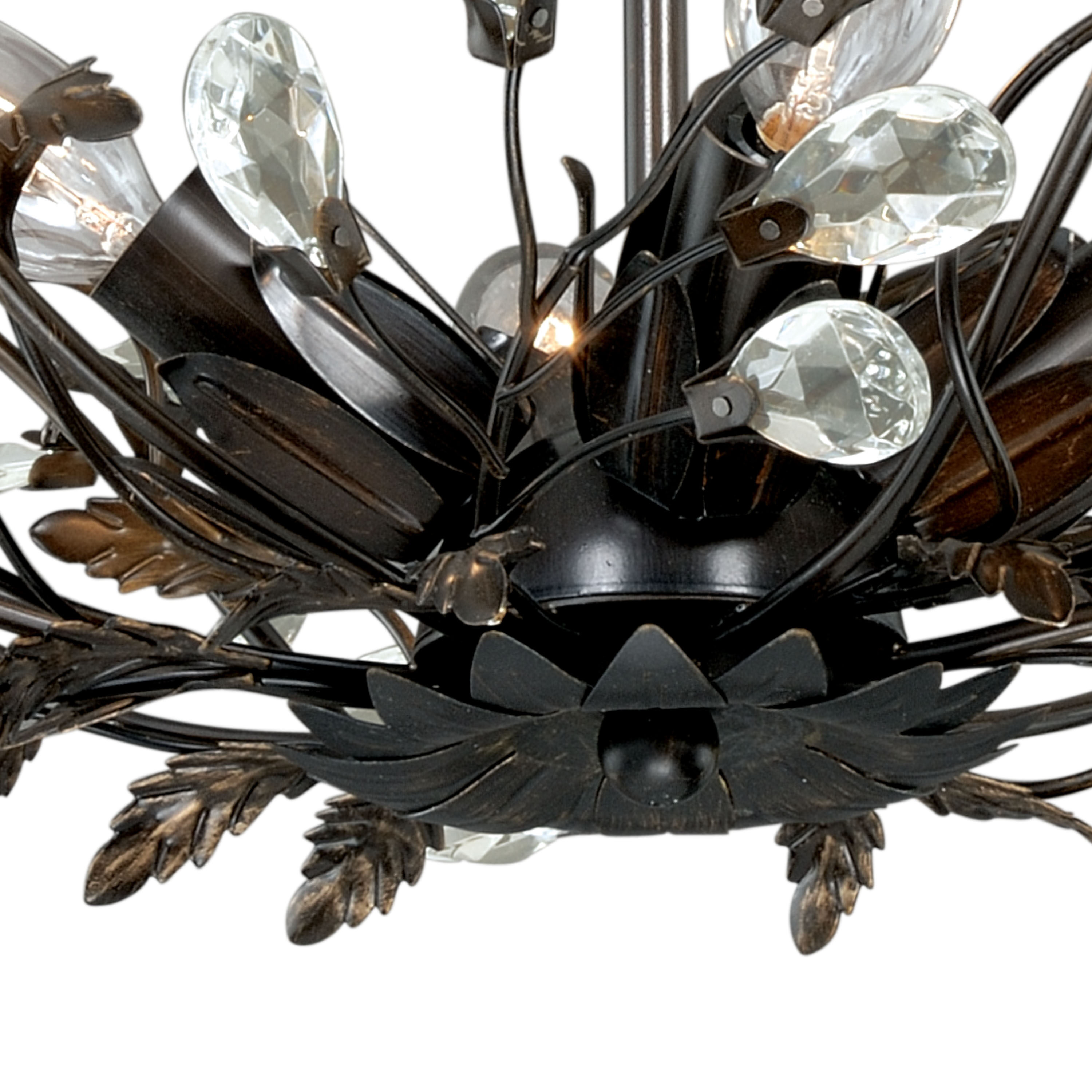Elysian Bronze & Crystal Vine 19" Semi-Flush Ceiling Light