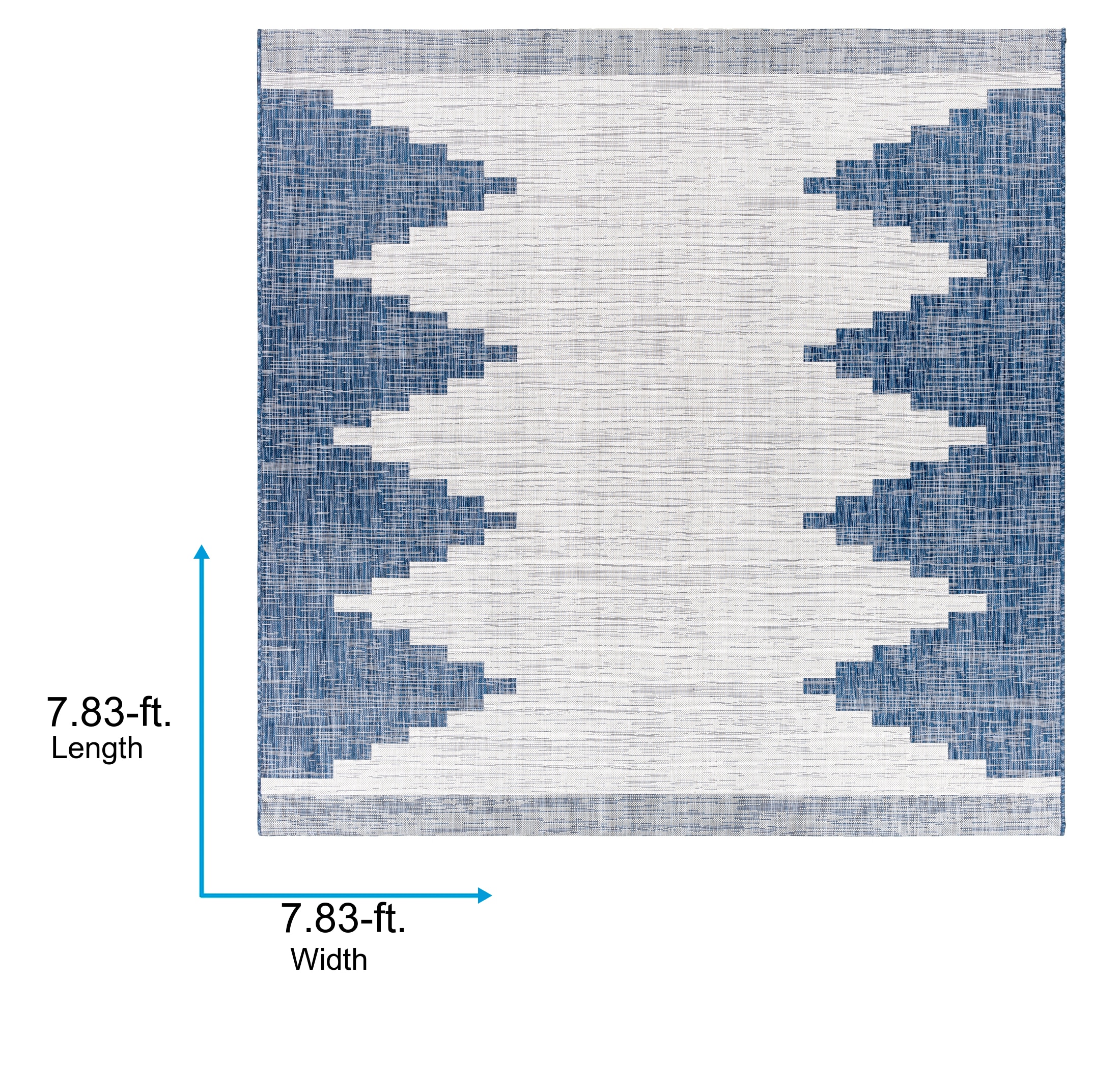 Eagean Inspired Square Blue Synthetic Easy-Care Rug 94"x94"