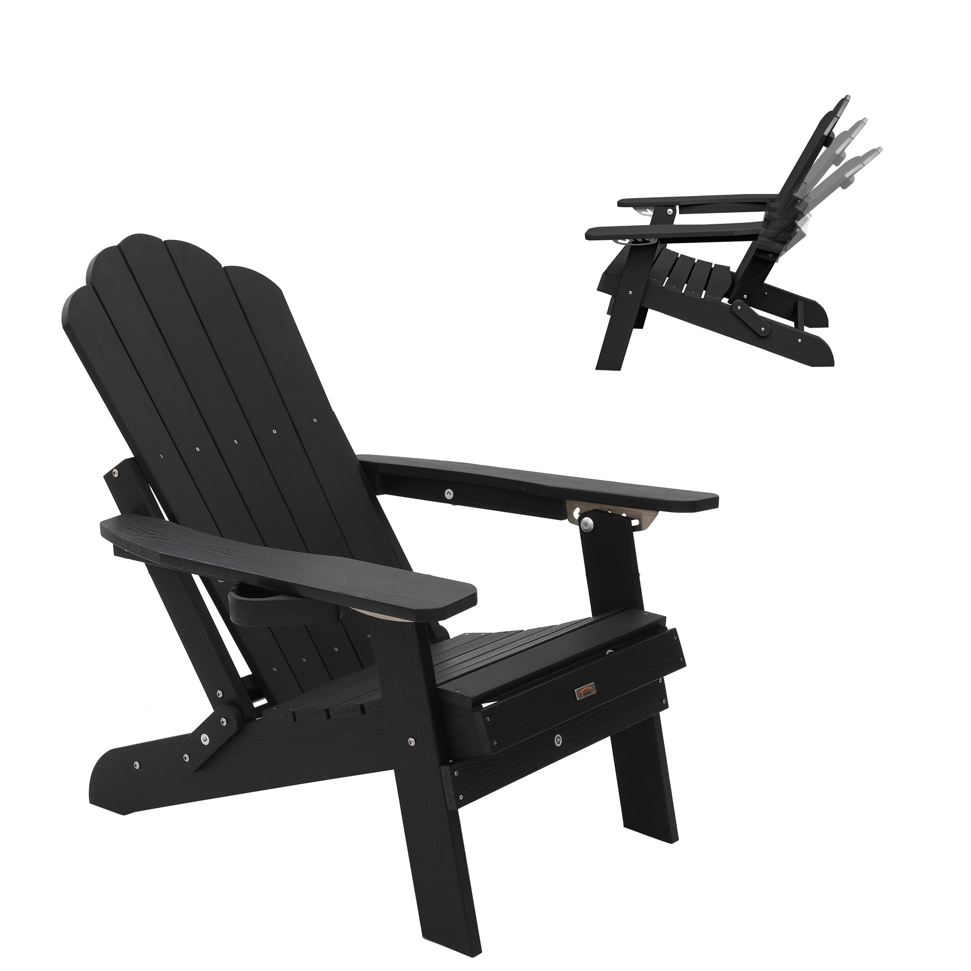 Clihome Outdoor Chair Black Plastic Frame Stationary Adirondack