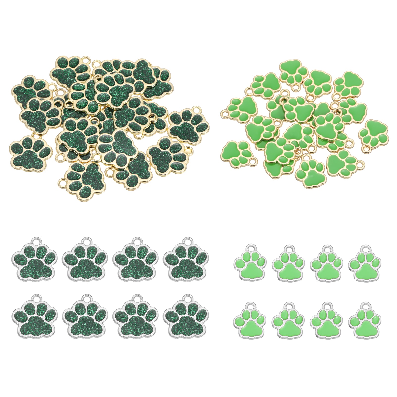 Unique Bargains - 40Pcs 2 Styles Dog Paw Print Charms Alloy Dog Paw Cat Footprint Pendants Making...