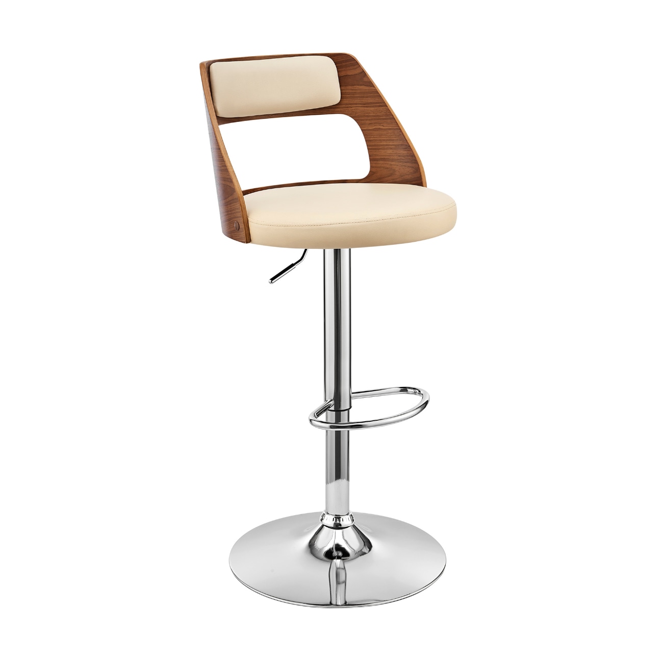HomeRoots 4000476822 Cream 25-in H Counter height Upholstered Swivel Metal Bar Stool Back