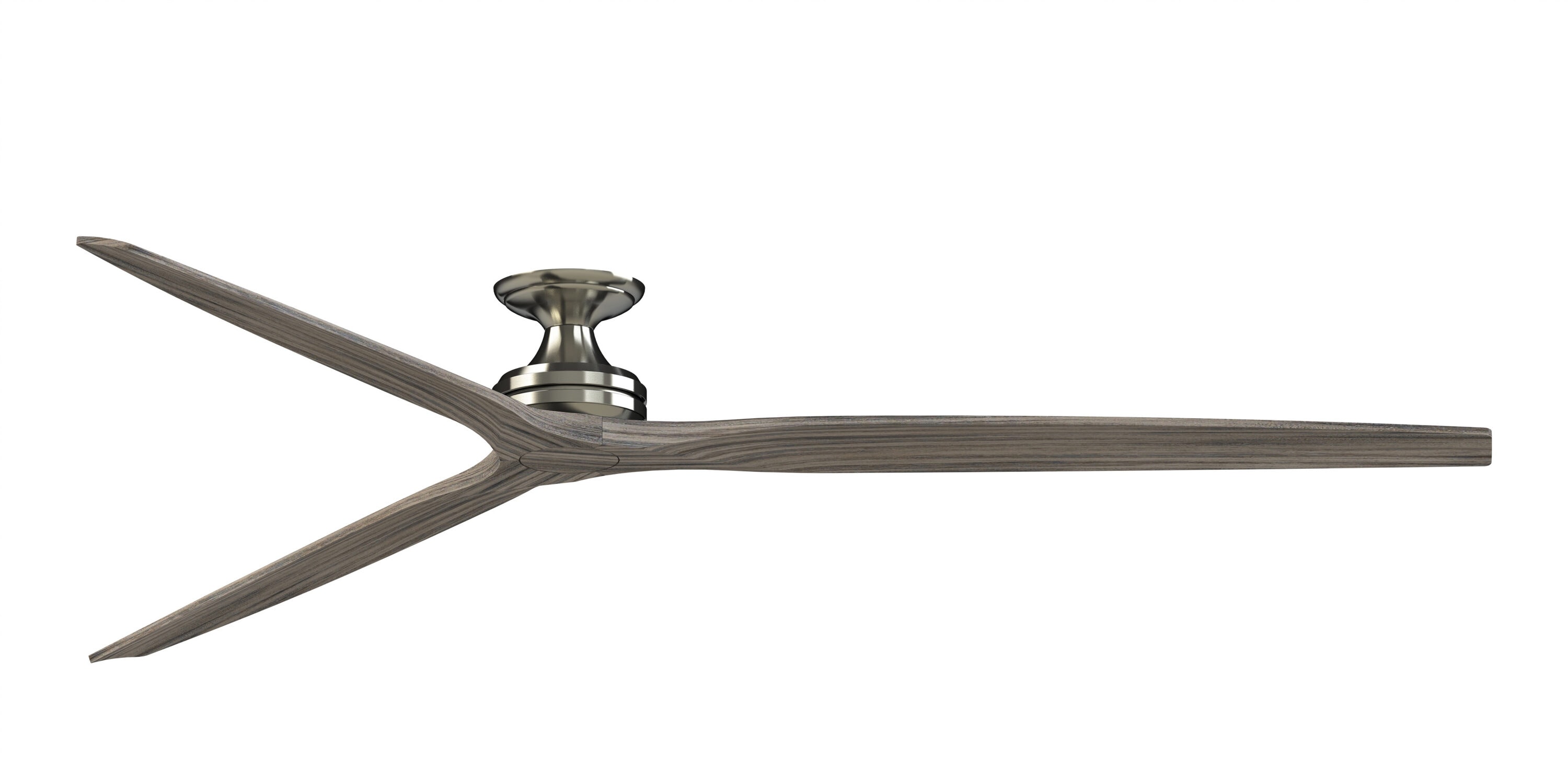 Fanimation FPD6721BBN-96WE-F Spitfire 96-in Outdoor Flush Mount Smart Brushed Nickel with Weathered Wood Blades Propeller Ceiling Fan Light Kit Compatible - Remote Included ( 3 -Blade )