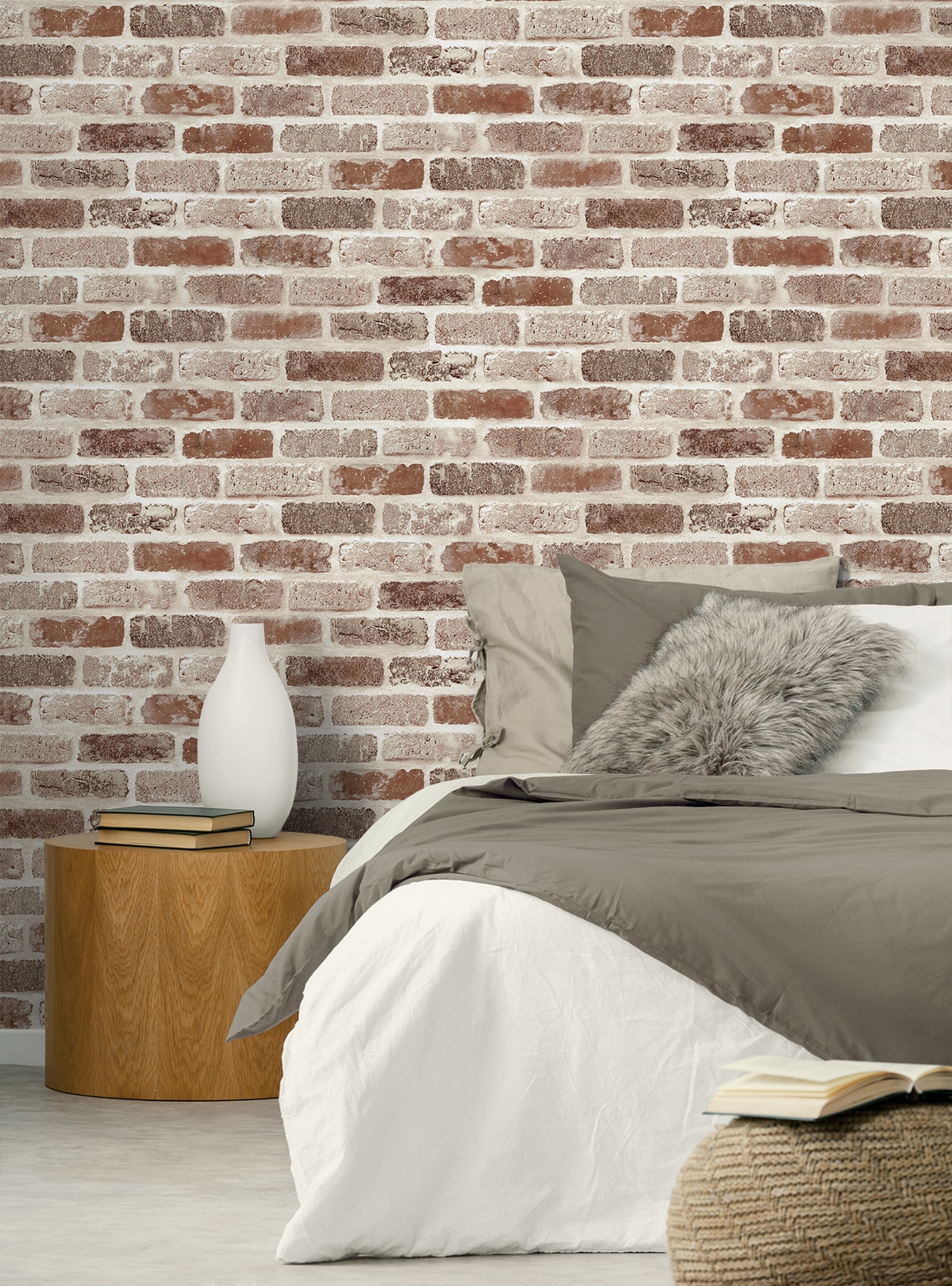 Adobe Grey Faux Brick Peel and Stick Wallpaper