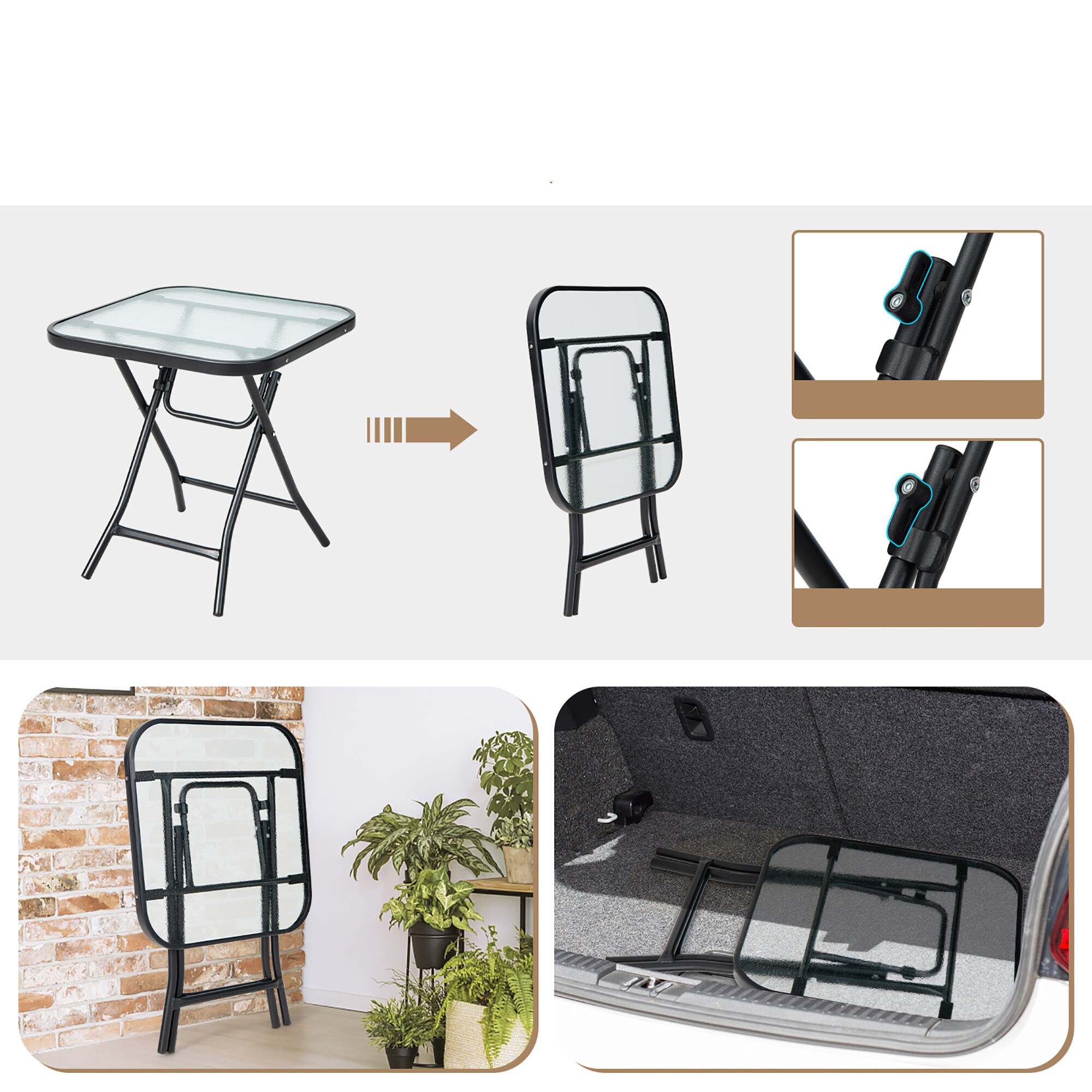 Goplus Square Outdoor Bistro Table 18-in W X 18-in L In The Patio ...