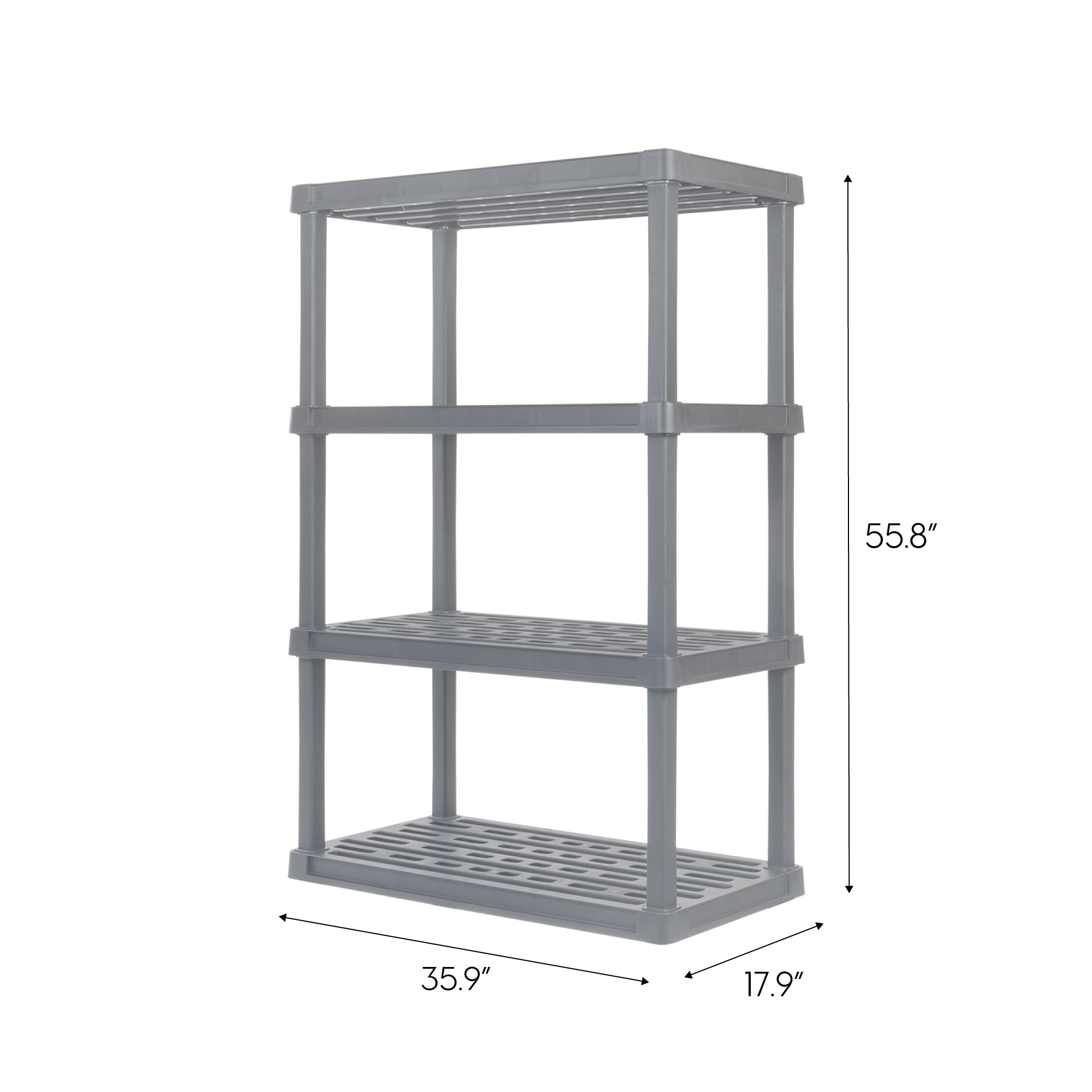 Gray 4-Tier Plastic Utility Storage Shelves