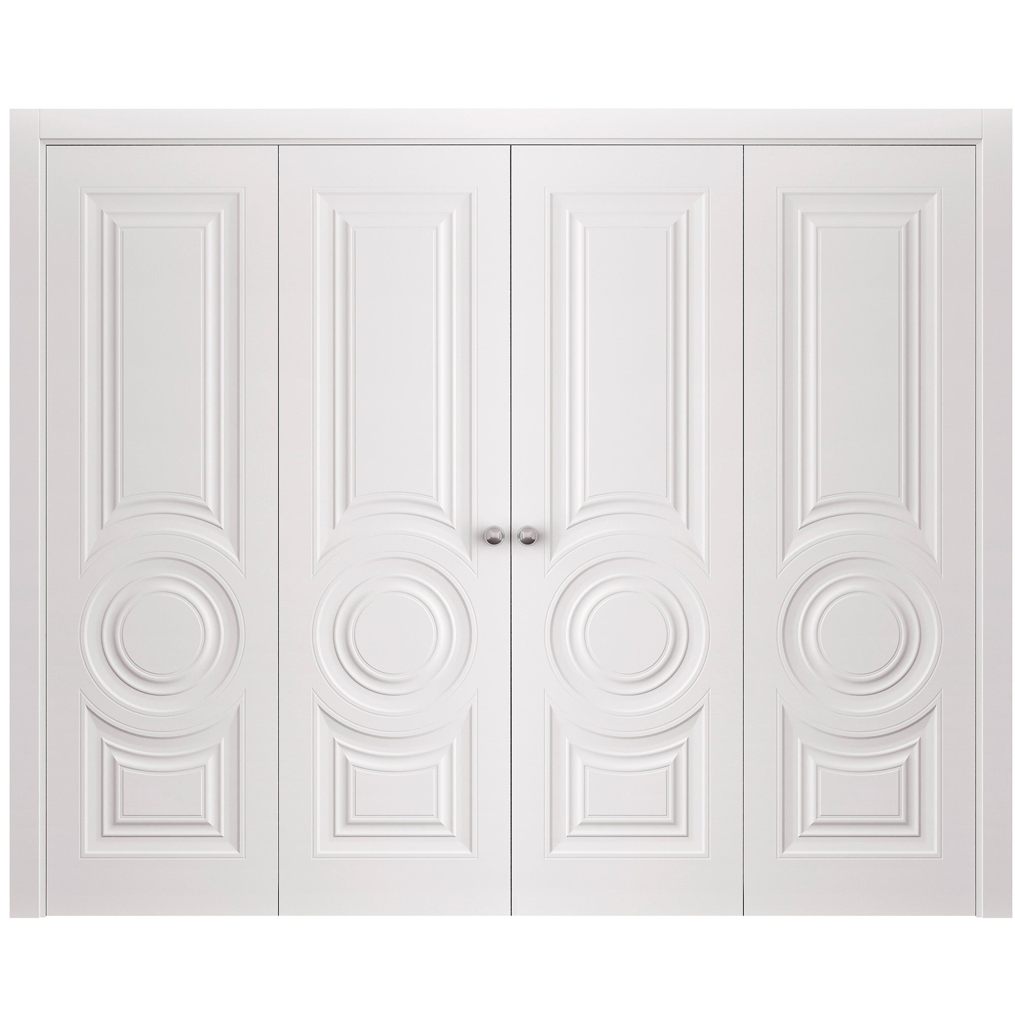 SARTODOORS Sliding Closet Double Bi-fold Doors 72 x 96 inches - SELECT 1089 White - Sturdy Tracks Moldings Trims Hardware Set - Wood Solid Bedroom Wardrobe Doors