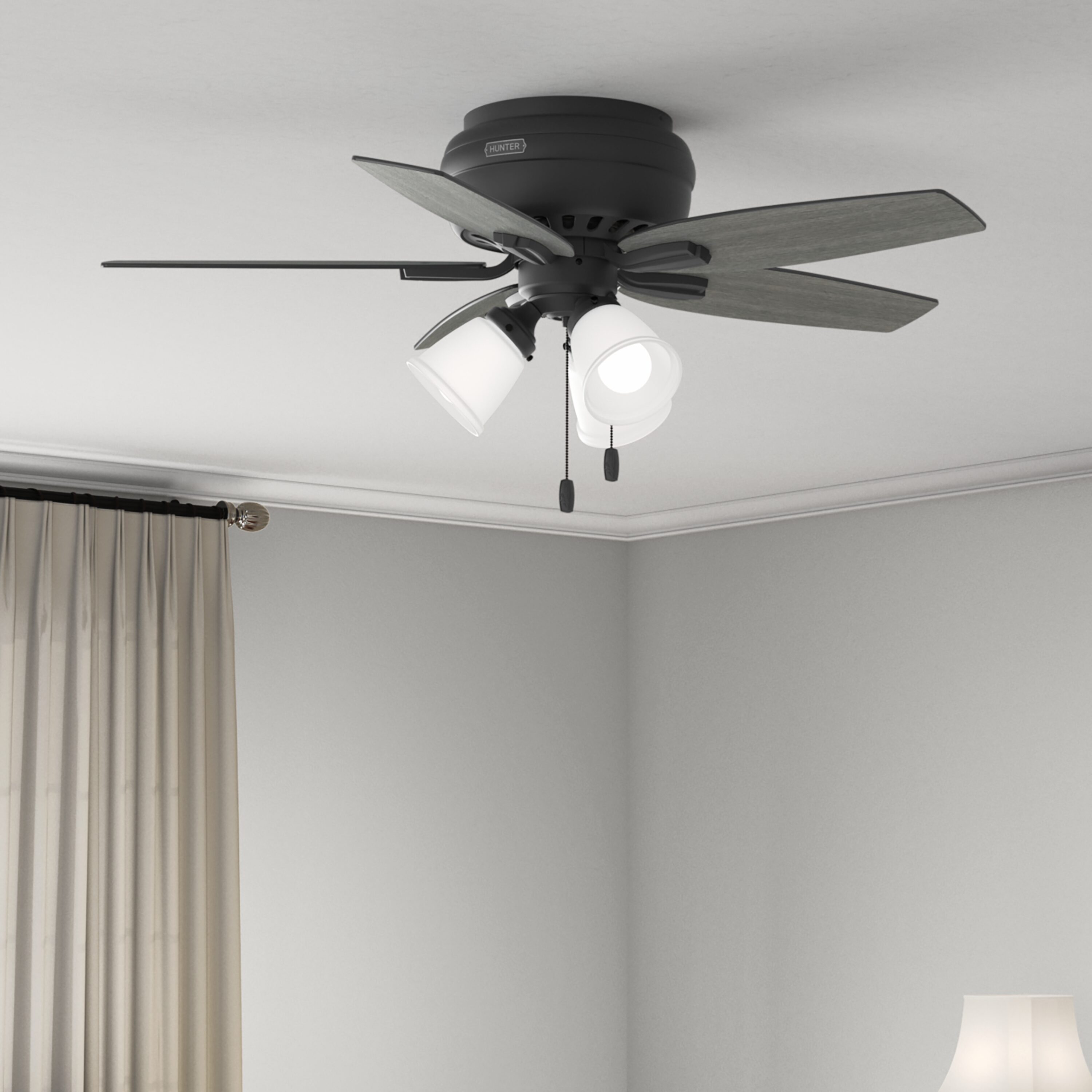 42" Matte Black Low Profile Ceiling Fan with LED Light