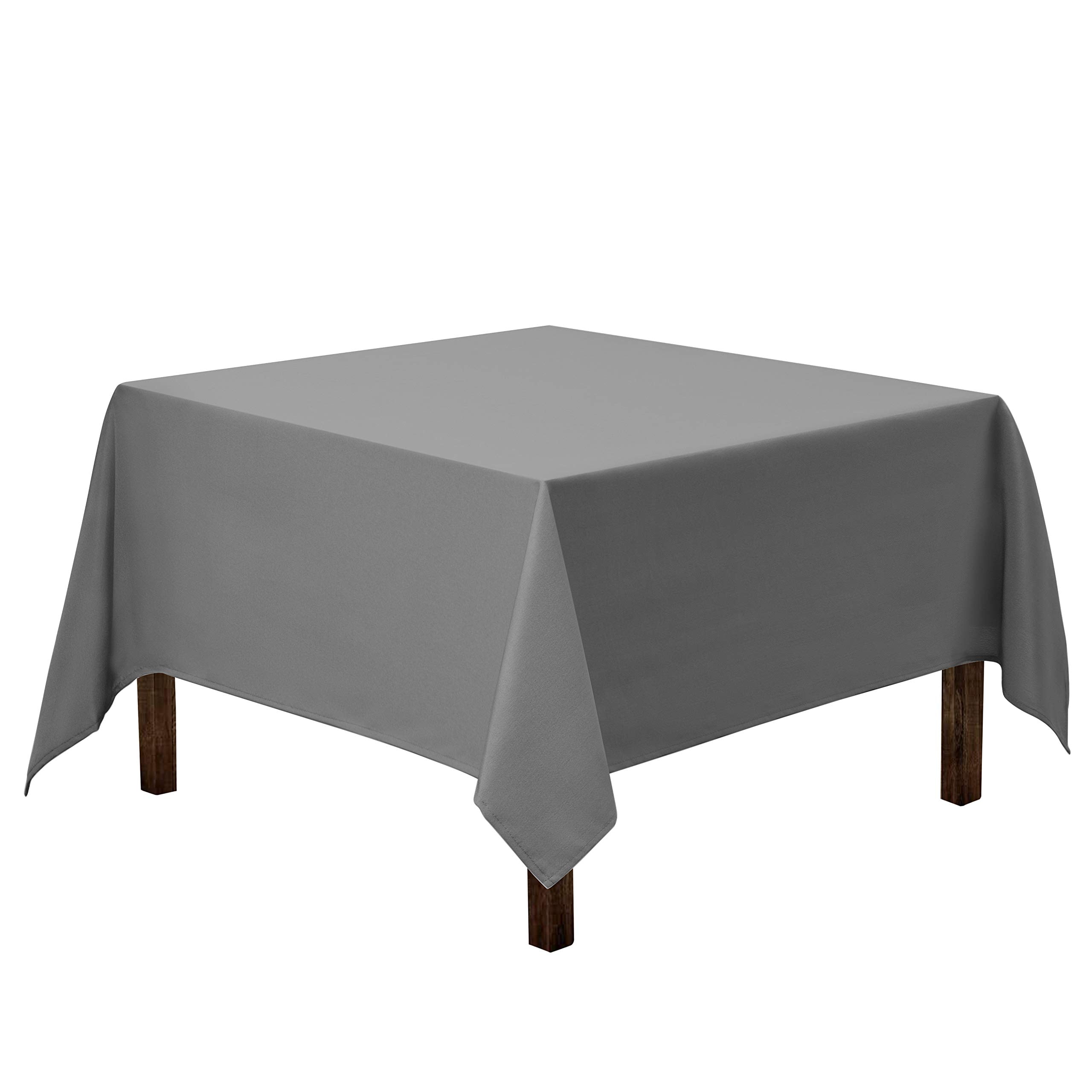 Gee Di Moda  Square Tablecloth - 70 x 70 Inch Charcoal Square Table Cloth - Heavy Duty Washable Fabric - for Buffet Table Holiday Party Dinner Wedding and Baby Shower
