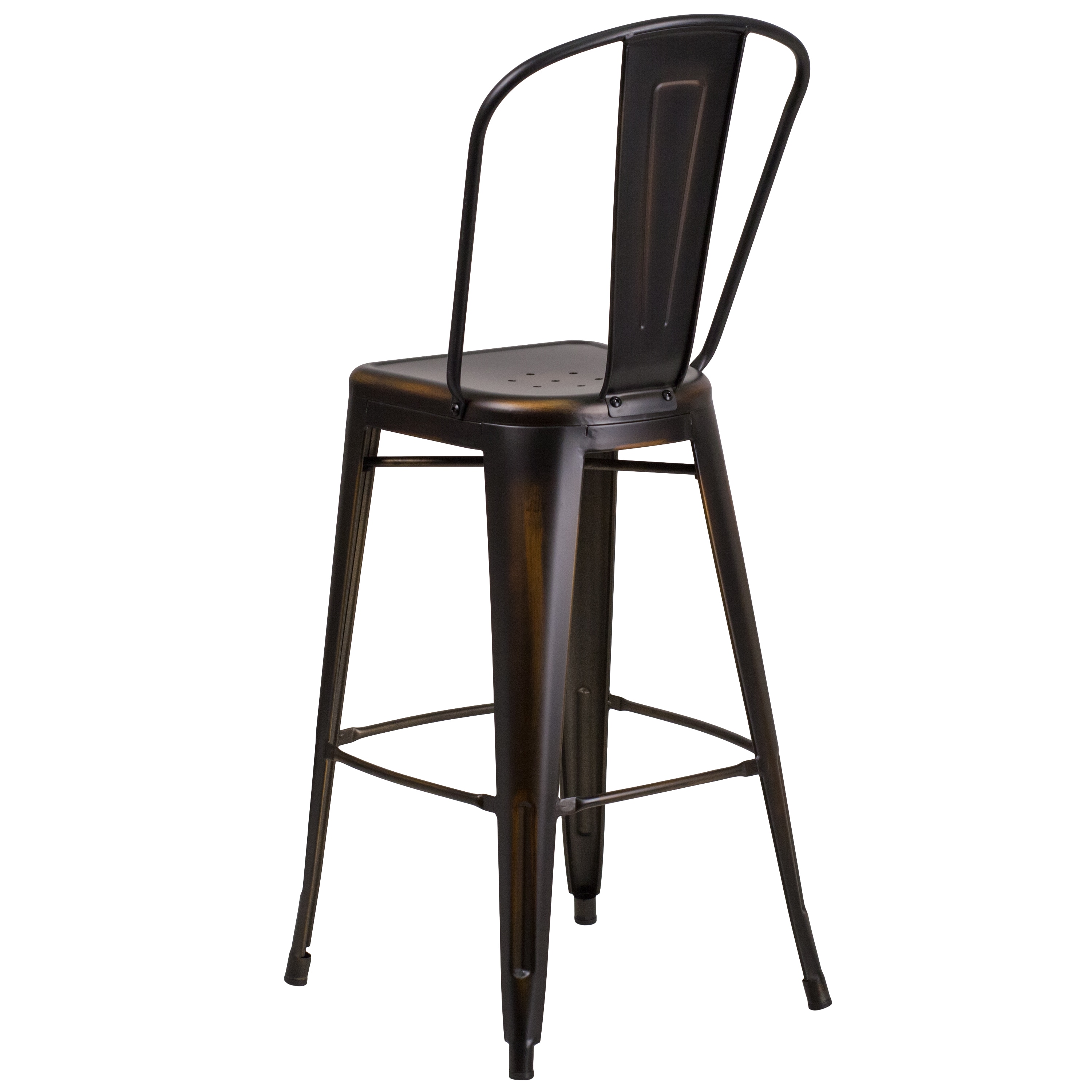 Distressed Copper Metal 30" Bar Stool with Slat Back