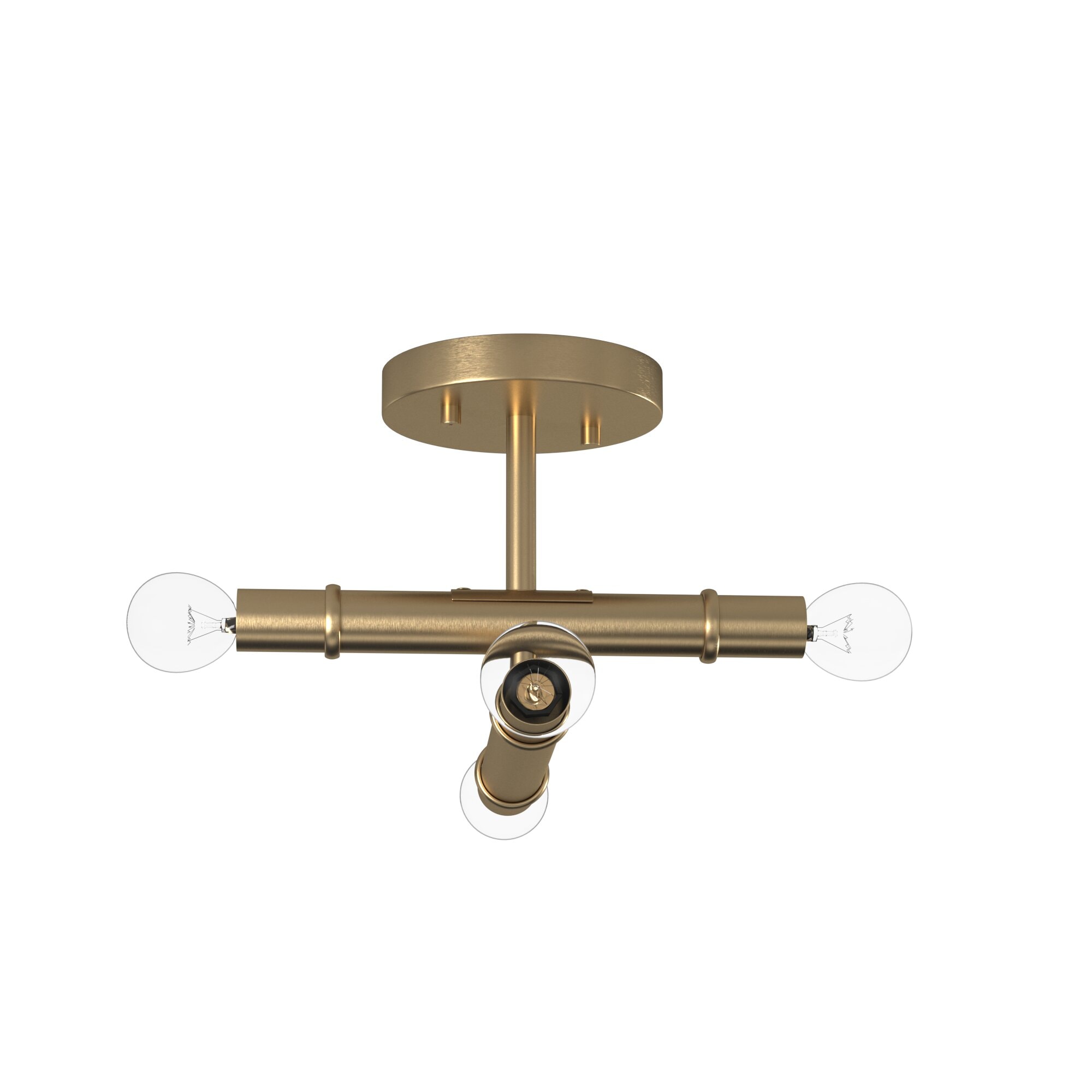 Emmett Mid-Century Modern 12" Semi-Flush Mount in Old Satin Brass