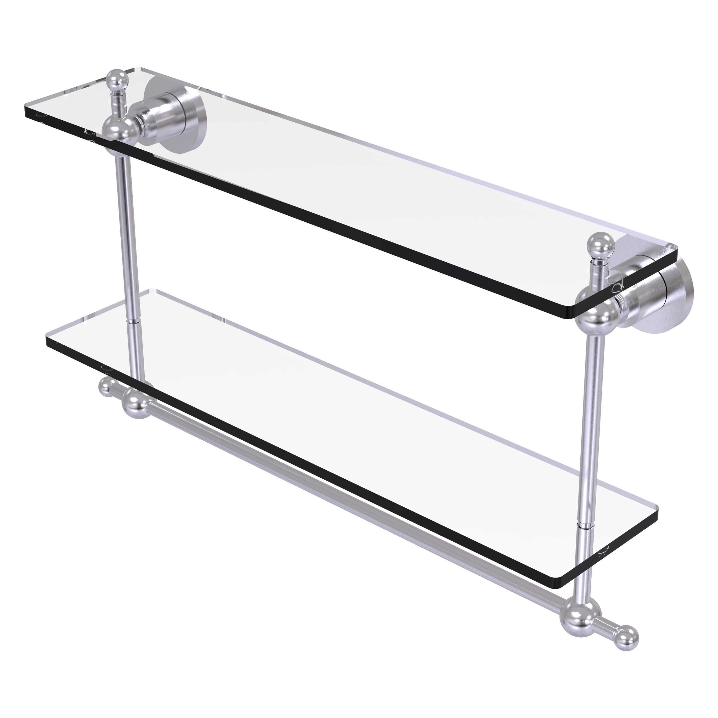 Allied Brass AP-2TB/22-SCH Astor Place Satin Chrome 2 -Tier Wall mount Bathroom Shelf ( 22-in x 12-in x 5-in )