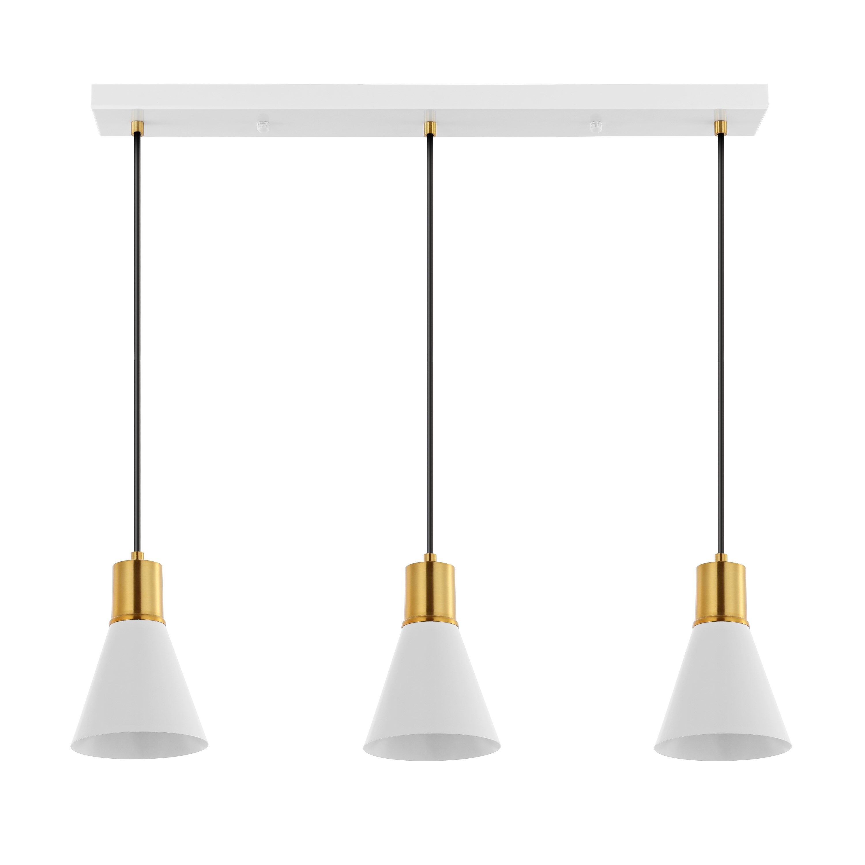 Apollo White and Brass Gold 33.5" Adjustable Linear LED Pendant
