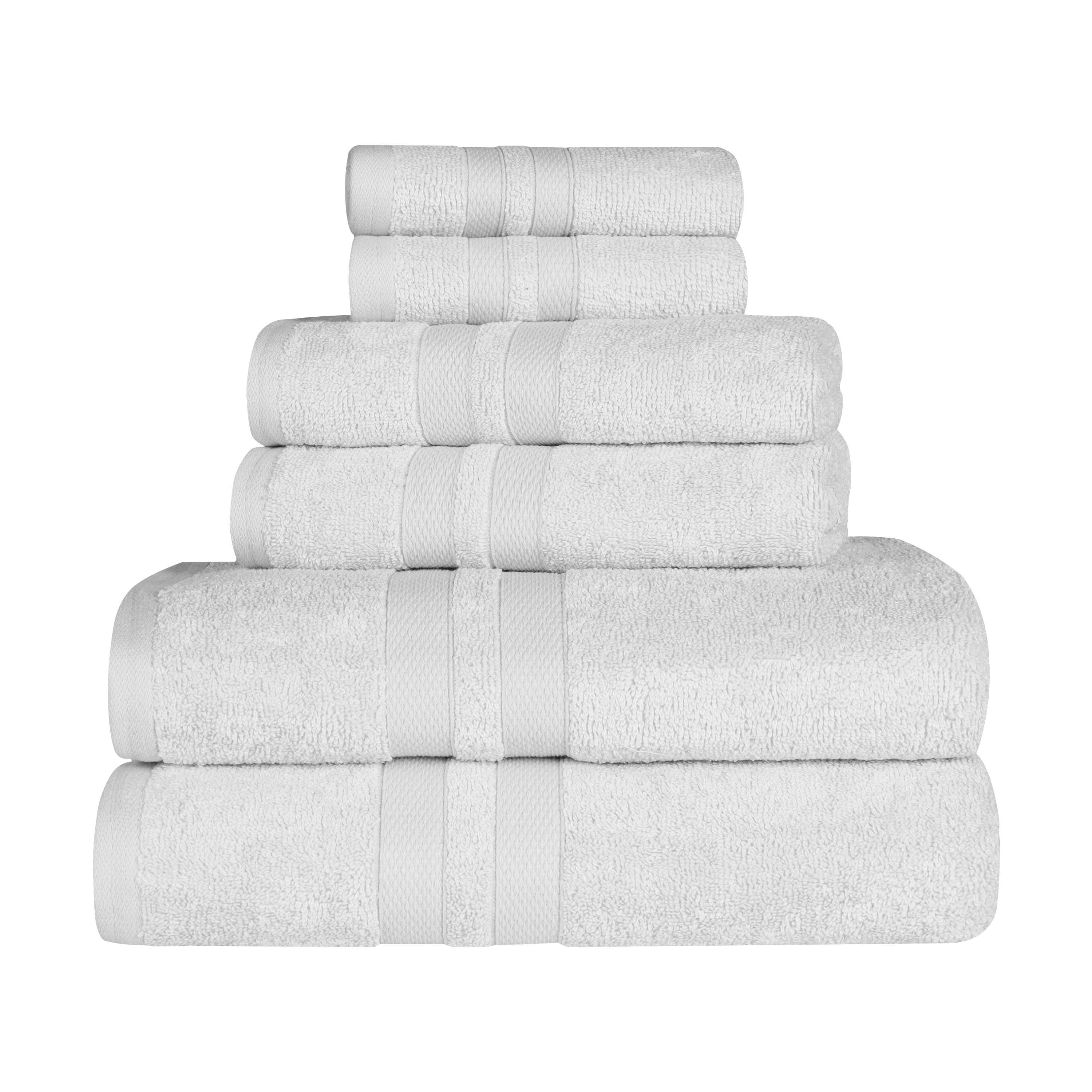 Slickblue 6 Piece Cotton Quick Dry Solid Terry Loop Bath Towel Set Bathroom Towels with Hanging Loop for Master Bathroom Vacation Home Apartment Multiple Color Options