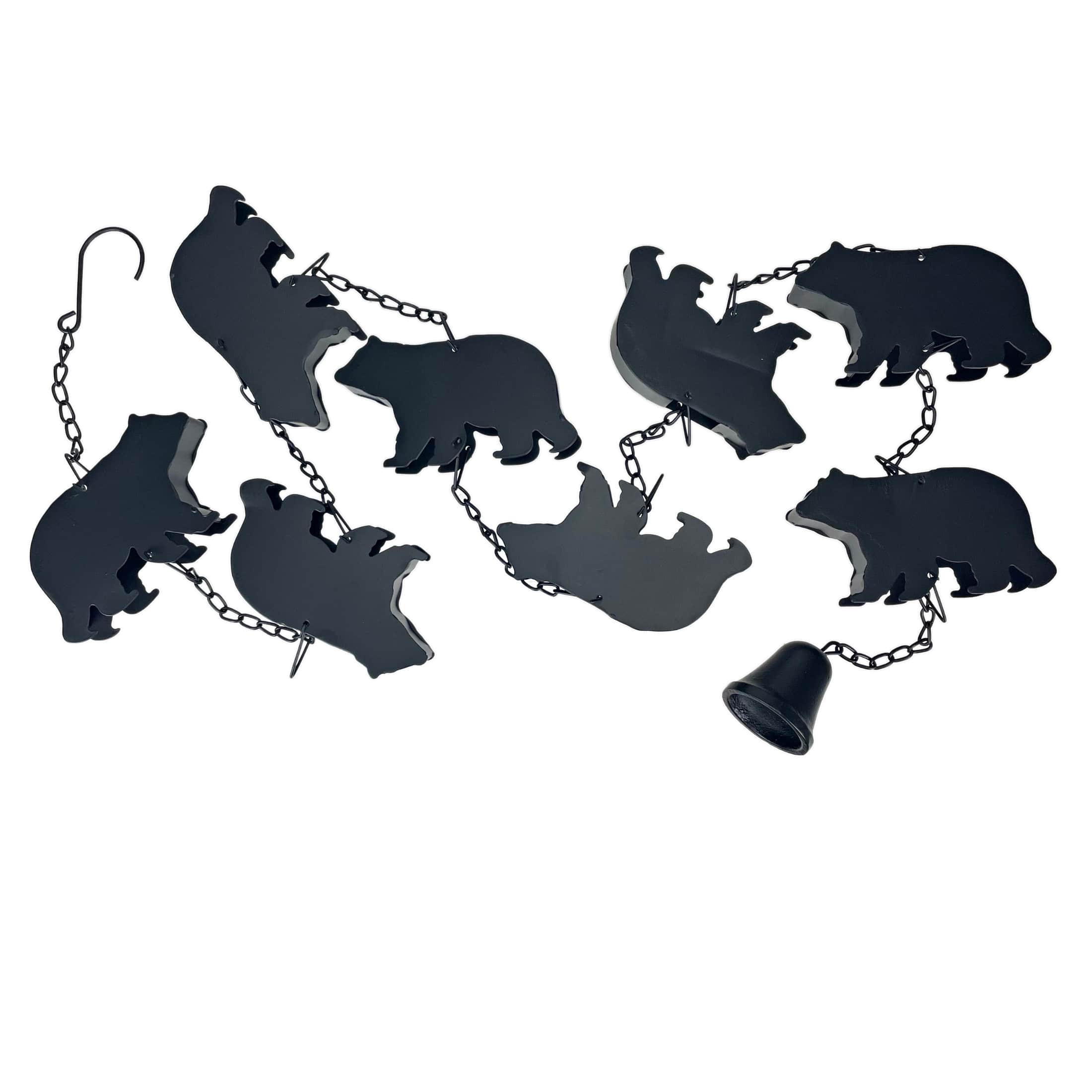 Things2Die4 MRC-54323 Black Bear Rain Chain - 75 inches Long with 8 3D Bear Designs - Weighted Bell for Wind Chime Sound - Durable and Weather-Resistant - Eco-Friendly Rainwater Collection or Downspout Replacement