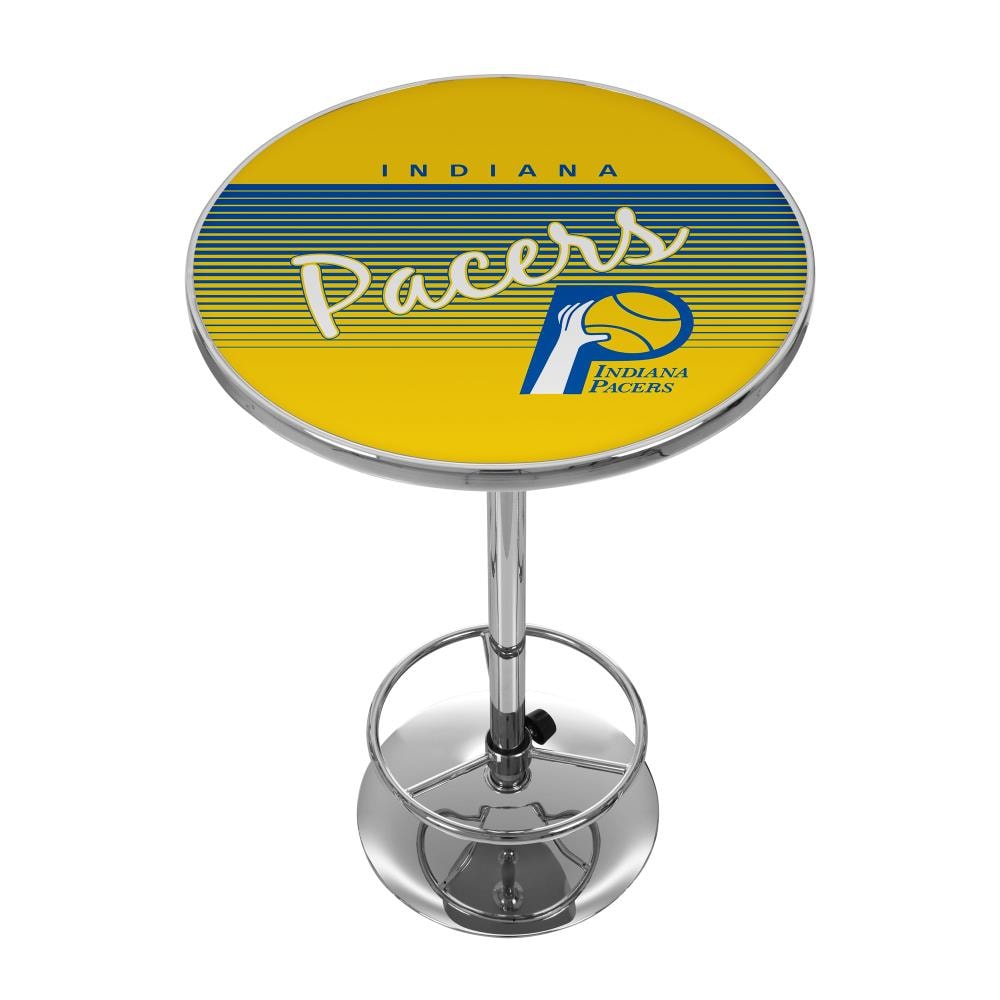 Trademark Gameroom NBA2000HC-IP Indiana Pacers Pub Tables Chrome Round Traditional Bar Table, Composite with Metal Pedestal Base 27.375-in L x 42-in H