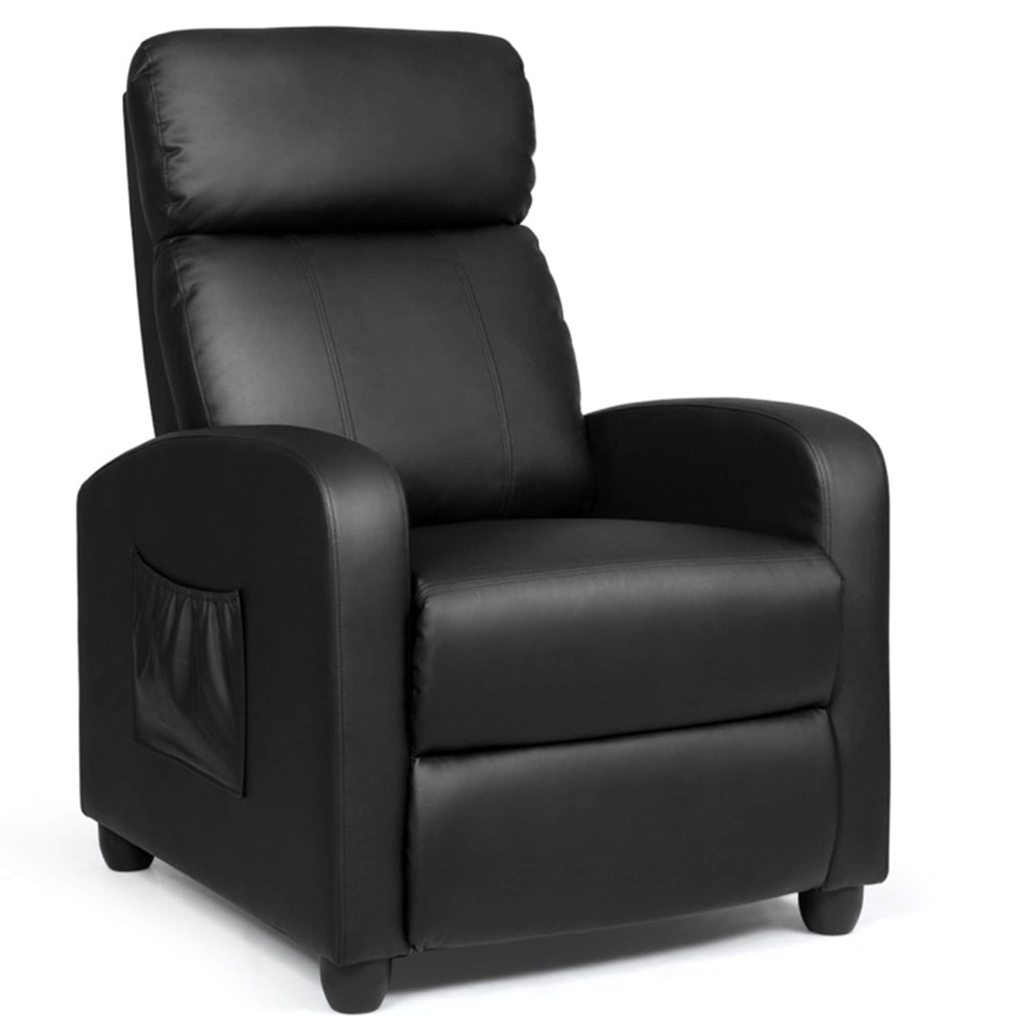 Clihome ER002-BL Black Faux leather Upholstered Tufted Powered Reclining Massage chair with Lift Assistance