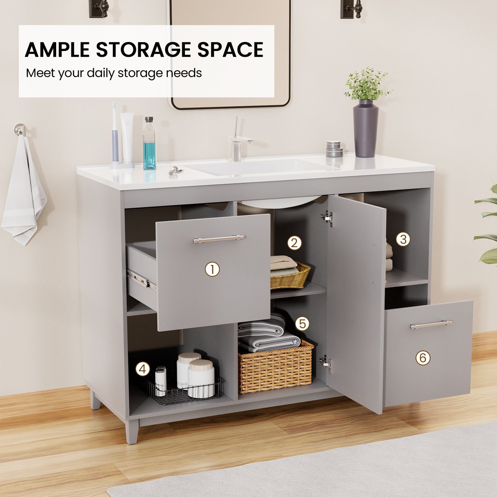 Serwall 48LZKD-GR Bath-Vanity-Combo - View #10