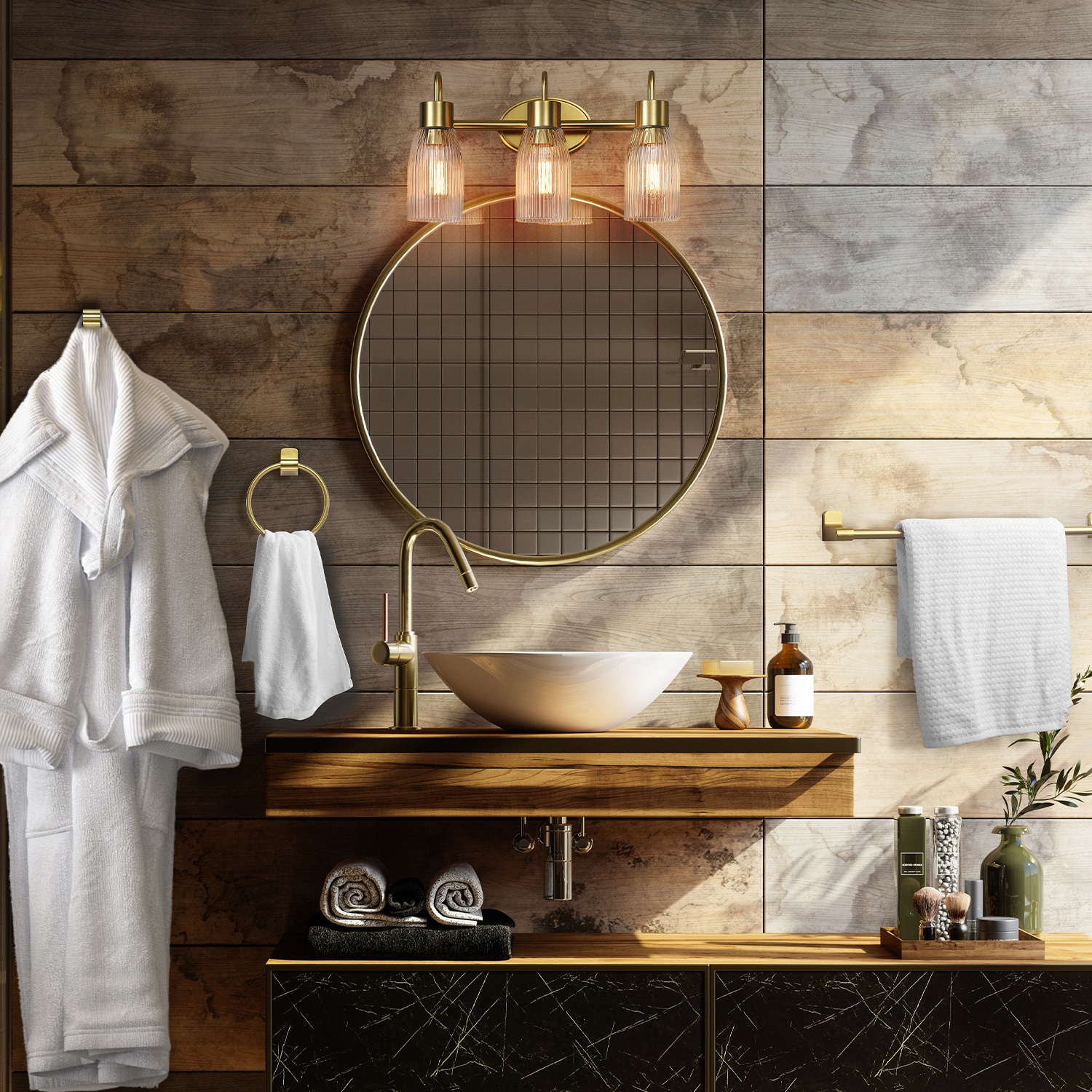 Globe Electric 91009799 Matte Brass Decorative Bathroom Hardware Set