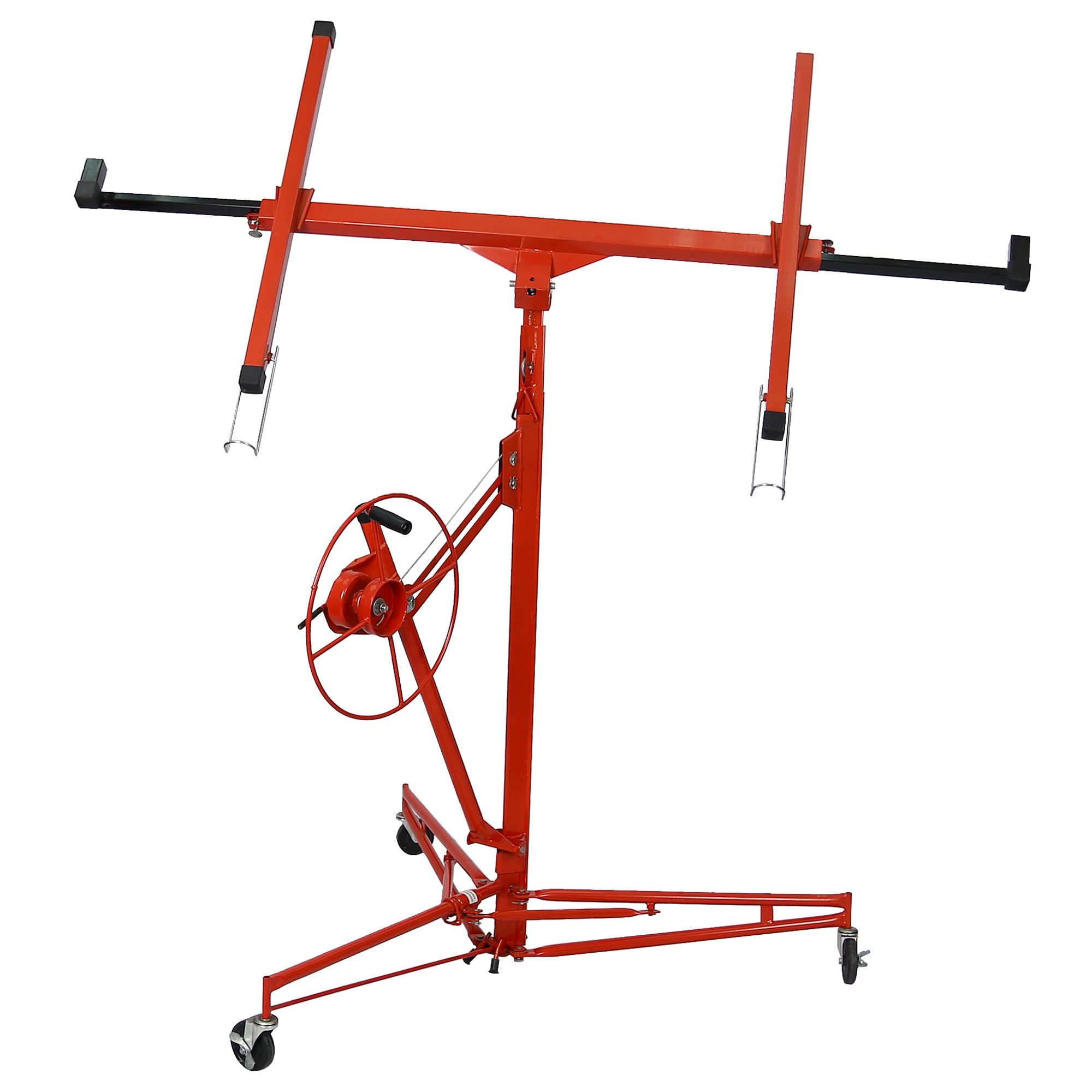 EZARC Drywall Lift 13 ft 150 lb Red Steel Rolling Hoist Winch Brake Adjustable
