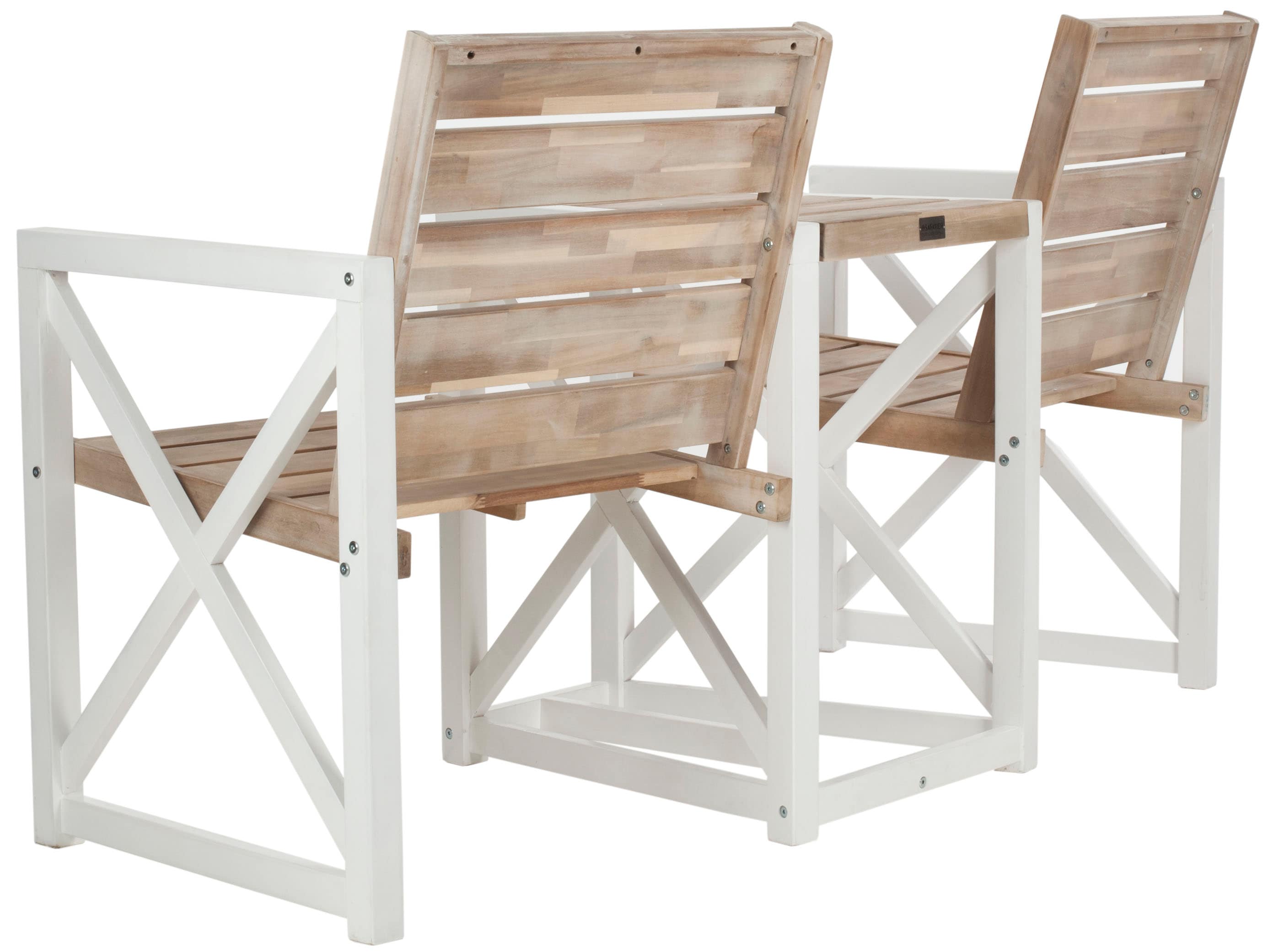 Safavieh FOX6707B Jovanna 61.8-in W x 33.5-in H White/Oak Acacia Garden Bench