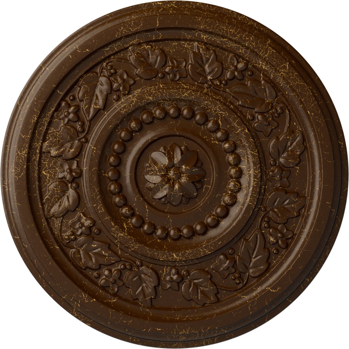 Ekena Millwork CM16MARBC Marseille 16.125-in W x 16.125-in L Painted Root Beer Crackle Polyurethane Whole Ceiling Medallion