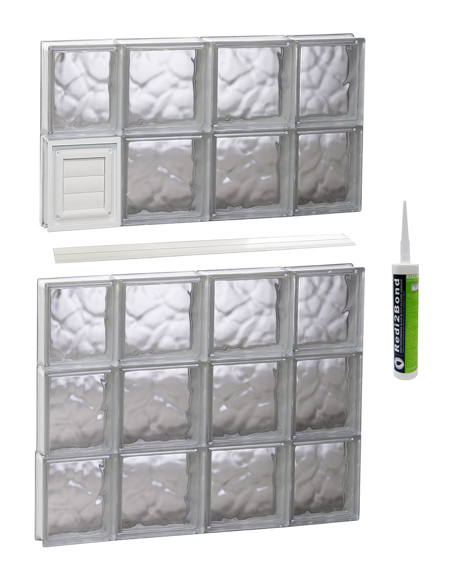 REDI2SET D2840DC Wavy Glass 27-in x 38-3/4-in Frameless Replacement Dryer vent Glass Block Window