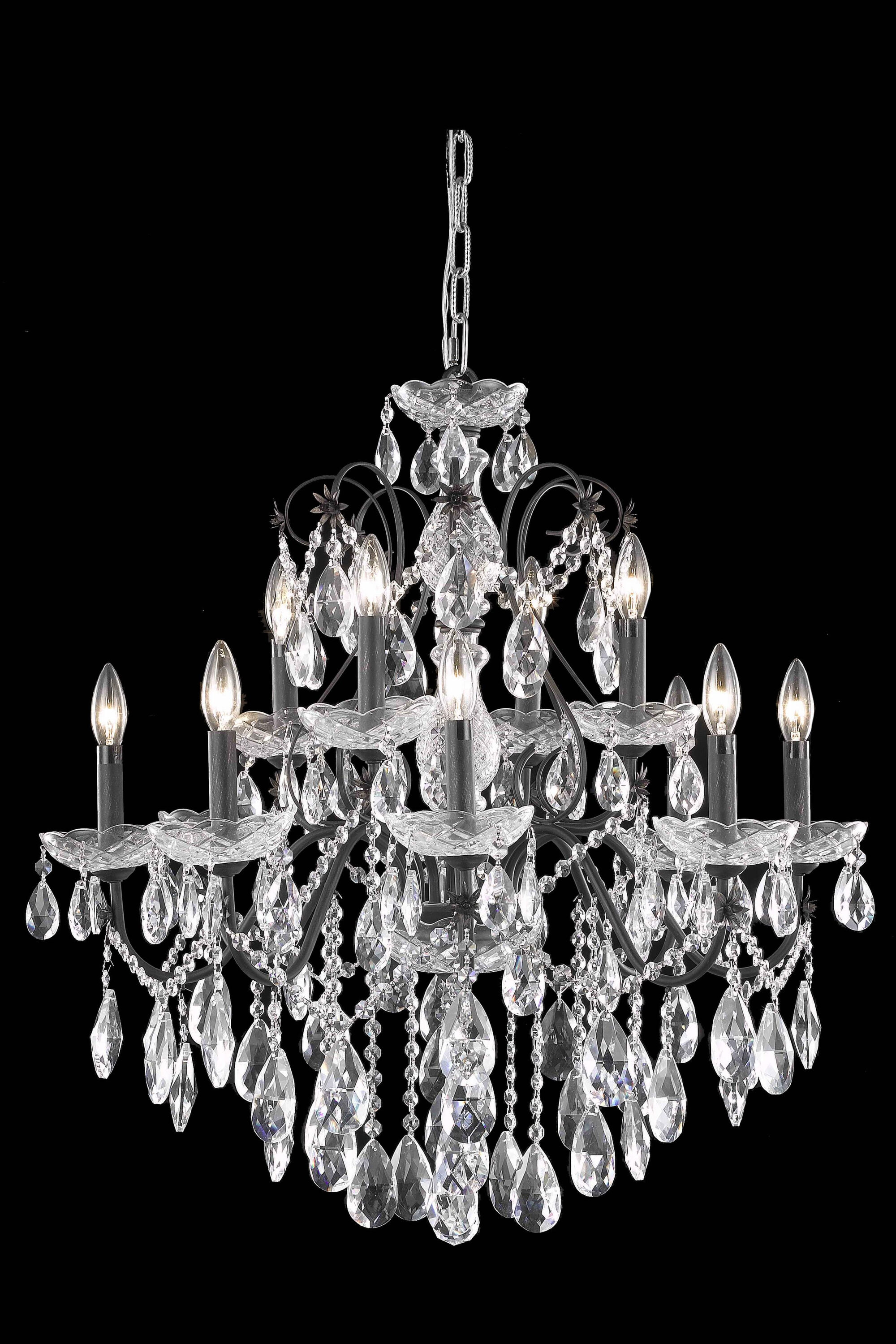 Elegant Decor HF6048D28DBRC Home Furnishing 12 -Light Bronze Transitional Crystal For Use in Bedrooms, Dining Rooms, Foyers, Kitchens, Living Rooms Chandelier
