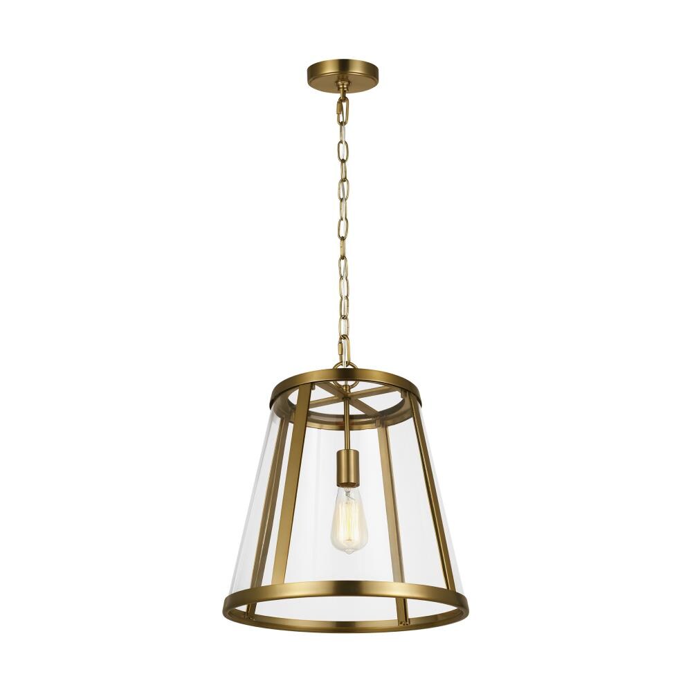 Mini Drum Burnished Brass Pendant Light with Clear Glass