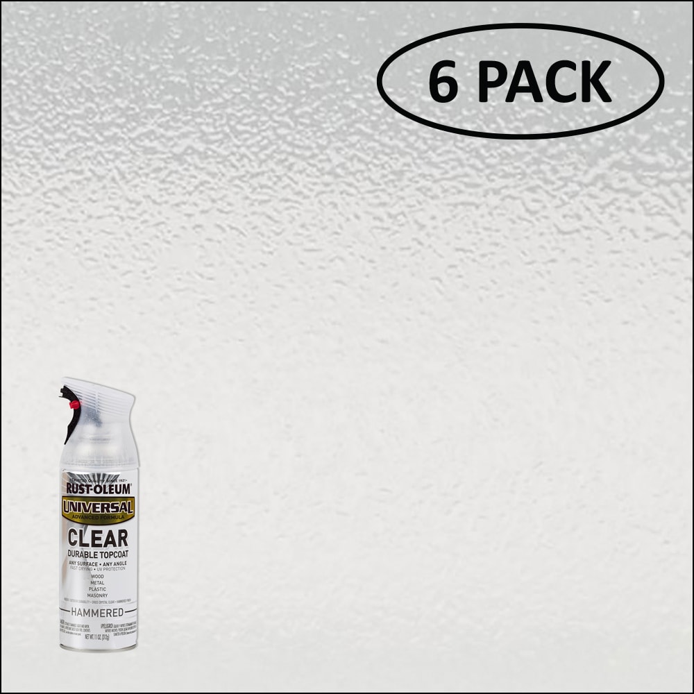 Rust-Oleum 302153SOS Universal 6 -Pack Satin Hammered Clear Spray paint and primer in one ( NET WT. 11-oz )