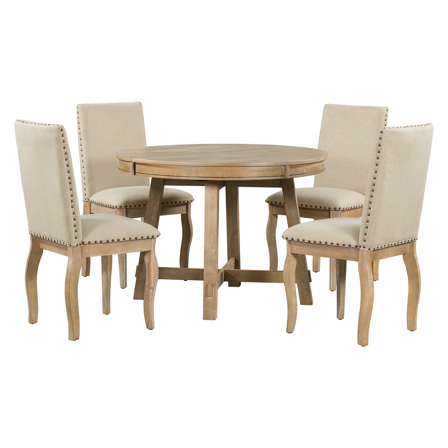 SINOFURN SYA010058GY Brown Contemporary/Modern Dining Room Set with Round Table ( Seats 4 )