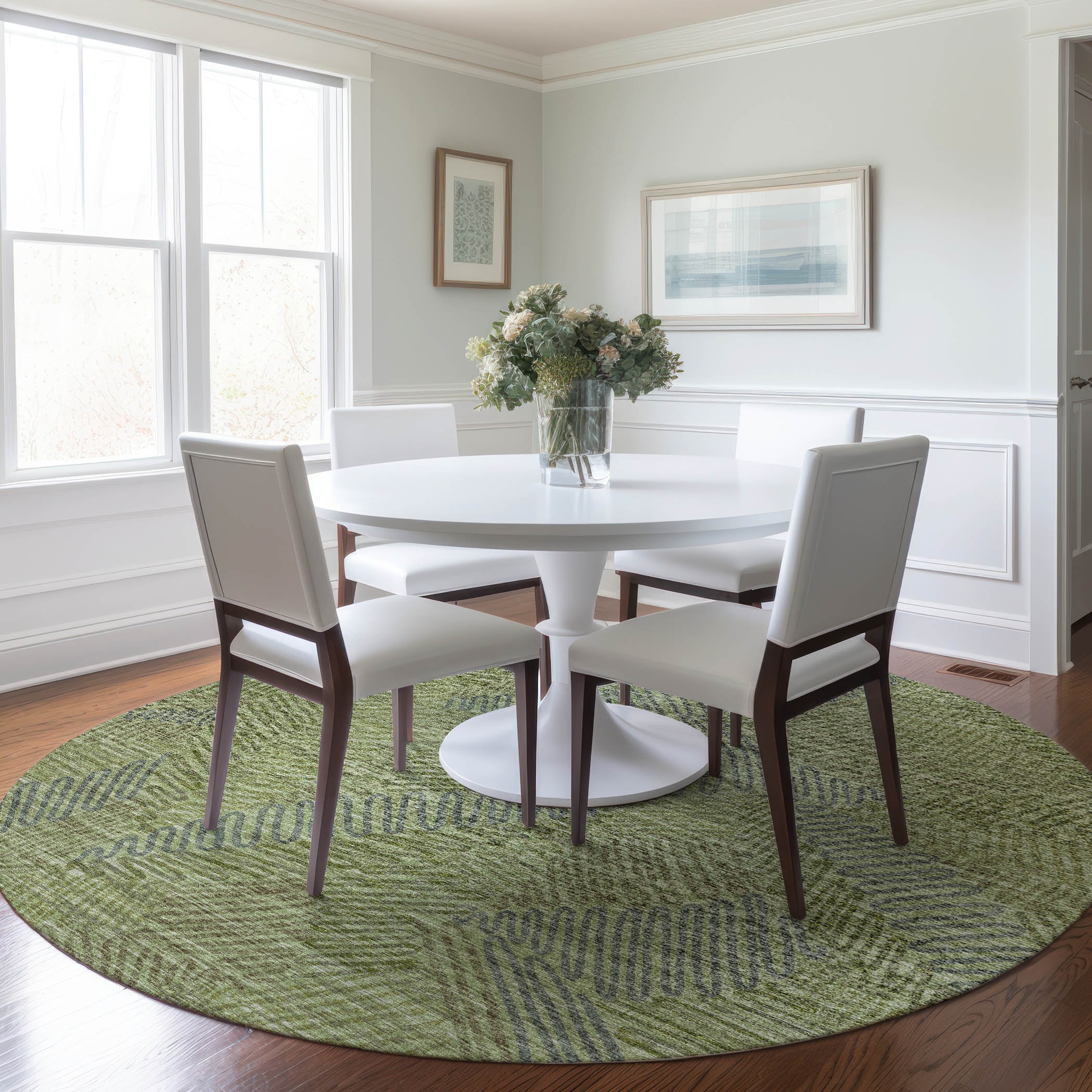 Addison Rugs AMF117GN8RO Mayfield AMF117GN 8 x 8 (ft) Loomed Polyester Green Round Indoor Geometric Machine washable Area rug