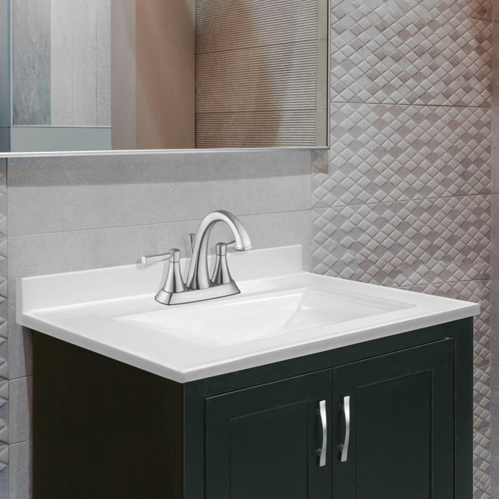 Camilla 25-Inch White Cultured Marble Vanity Top with Backsplash